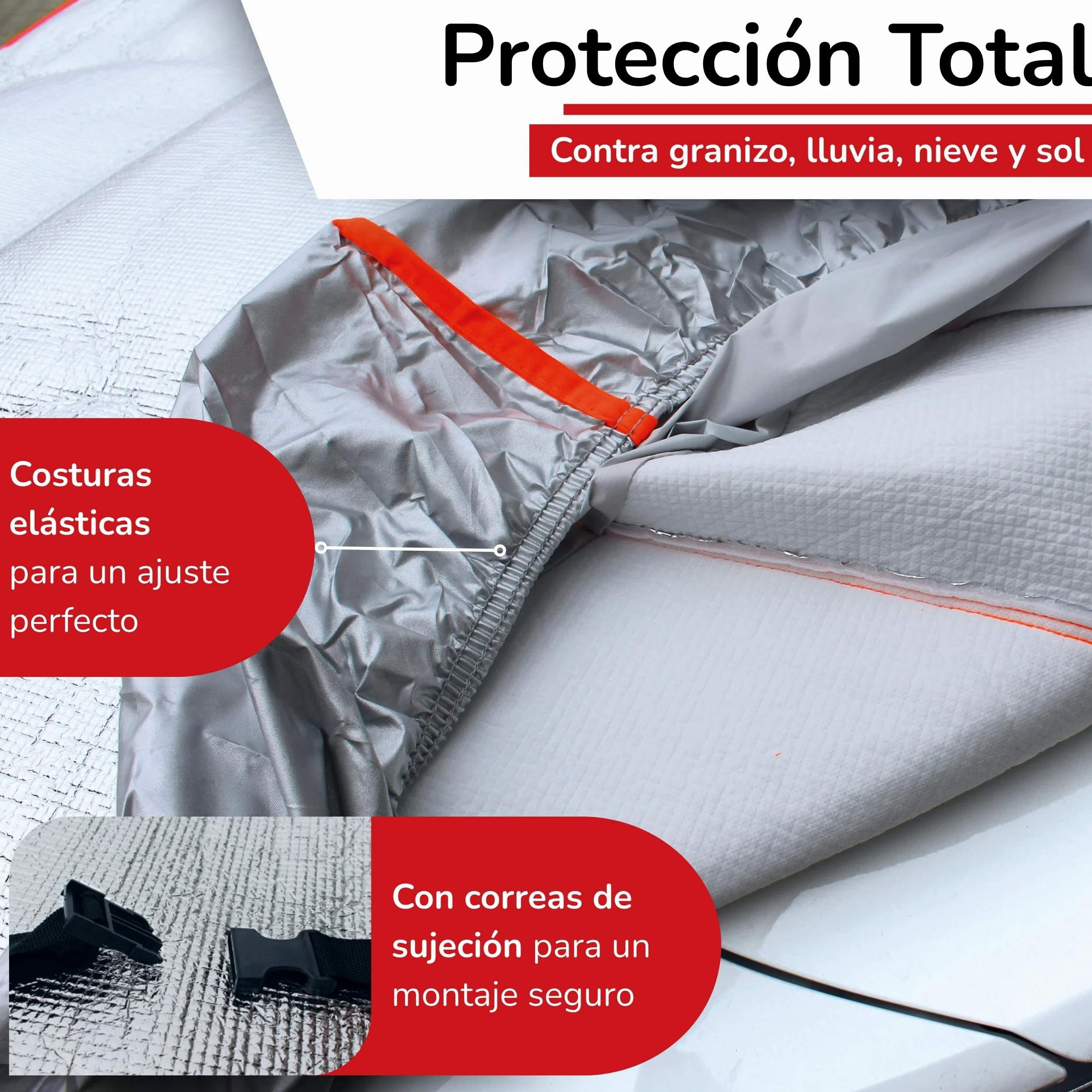 Brico Chic Funda antigranizo para Coche, 480 x 178 x 119 cm, Funda Protectora para Coche y SUV, Anti Granizo, Anti UV, Impermeable, Resistente, Exterior, 4 Estaciones, Talla L