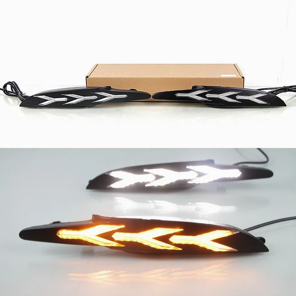 Luces diurnas LED DRL para comaptible for Mazda 3 Axela 2017 2018, LED parachoques delantero DRL + amarillo Streamer luces de señalización