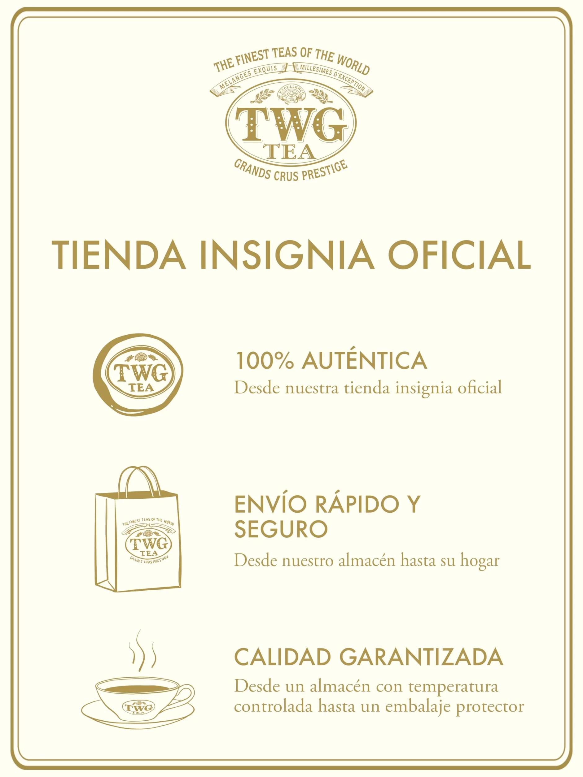 TWG Tea Silver Moon Tea Verde Gran Baya y Vainilla 15 Bolsitas Caja Regalo