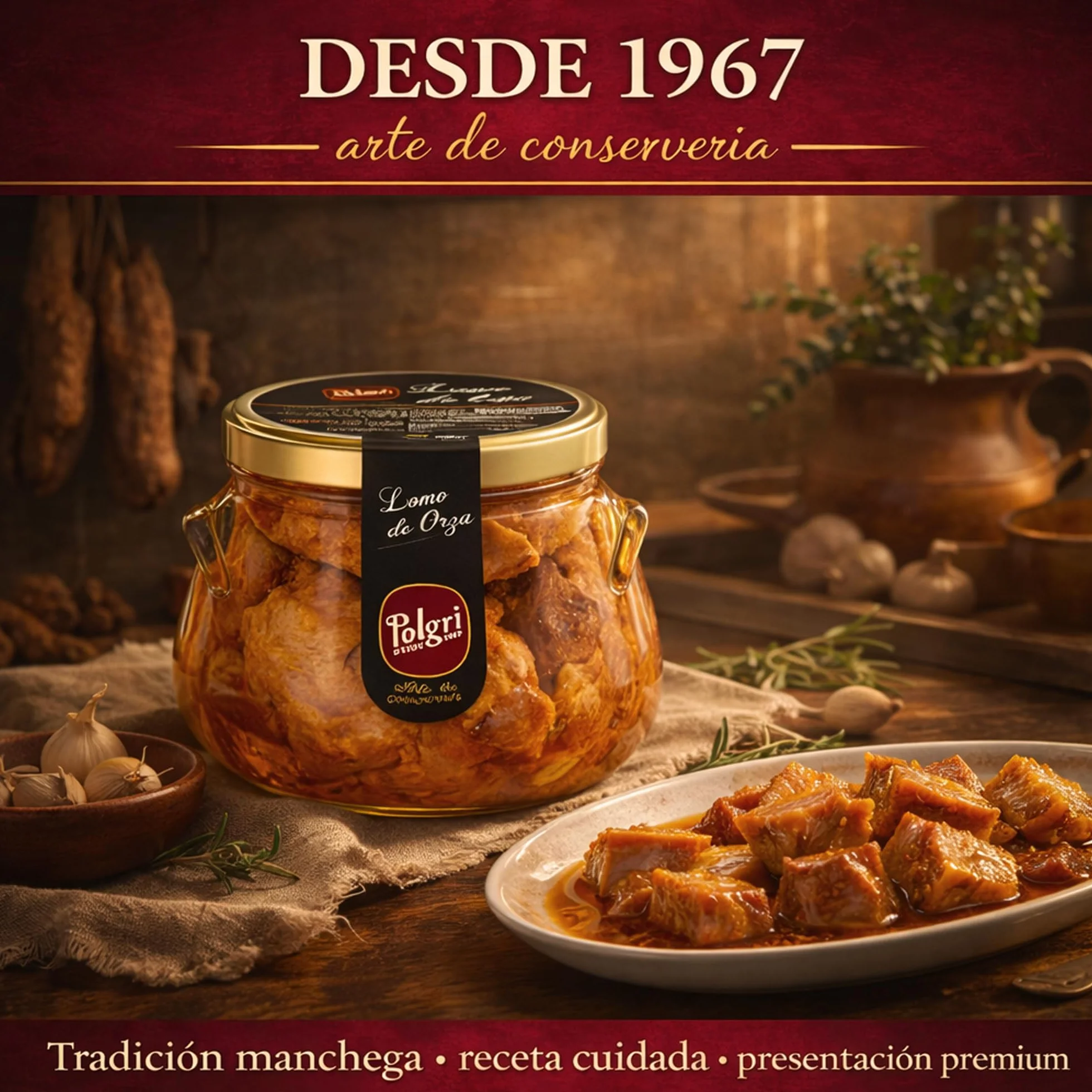 POLGRI Lomo de Orza Lomo Frito Conserva Gourmet Pack 2 Tarros 780 g Receta Artesana Cerdo Listo para Servir