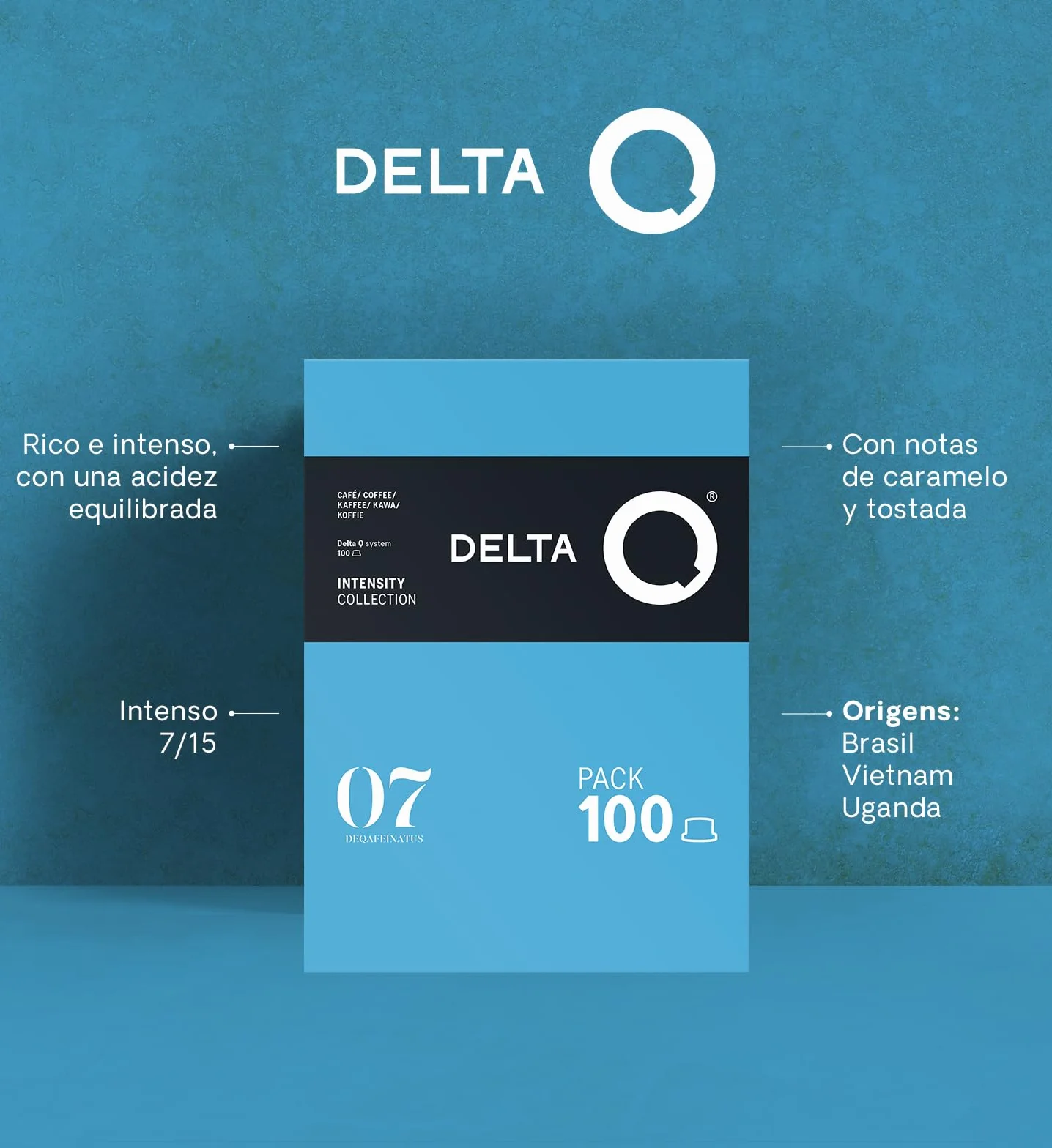 Delta Q Cápsulas de Café Molido DeQafeinatus Intensidad 7 Espresso Descafeinado Sabor Caramelo