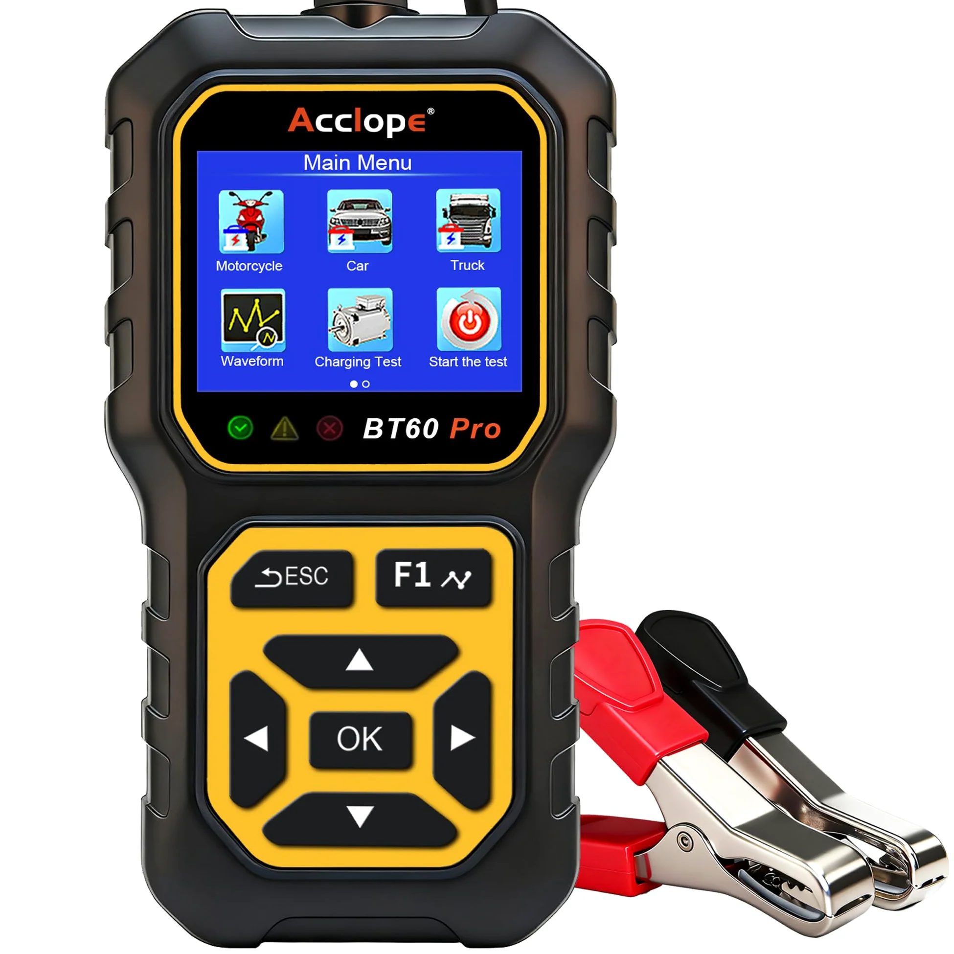 BT60 Pro, Comprobador Digital de Baterías, Analizador de Sistema de Carga y Arranque, 6V/12V/24V, Compatible con AGM, Litio, Gel, 100-3000 CCA, para Vehículos, Camiones, Motocicletas
