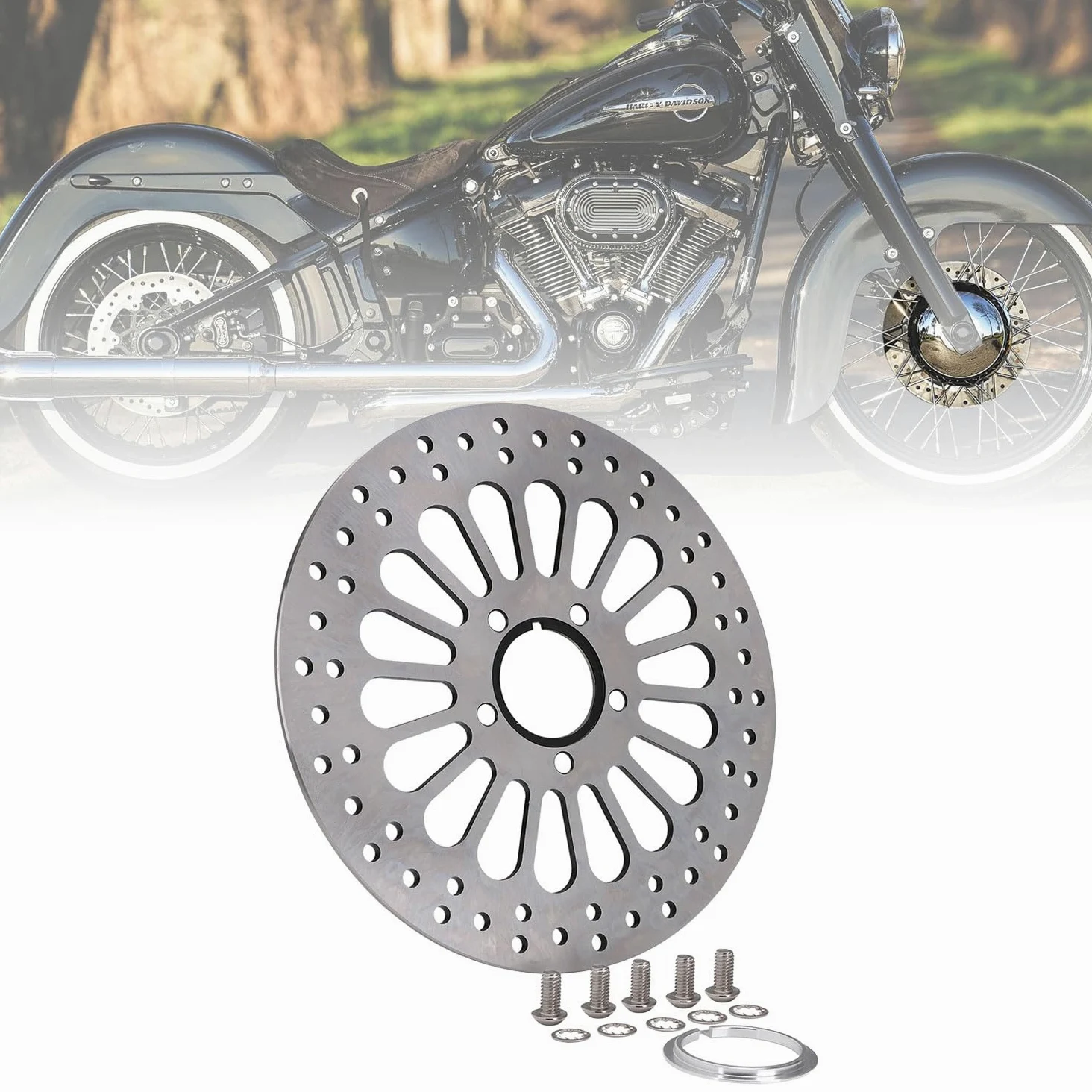11,5" Discos Freno Delanteros Moto,Discos Freno Acero de Aleación para Touring Softail Sportster y Dyna 1984-2013 (excepto Touring 2008-2013)