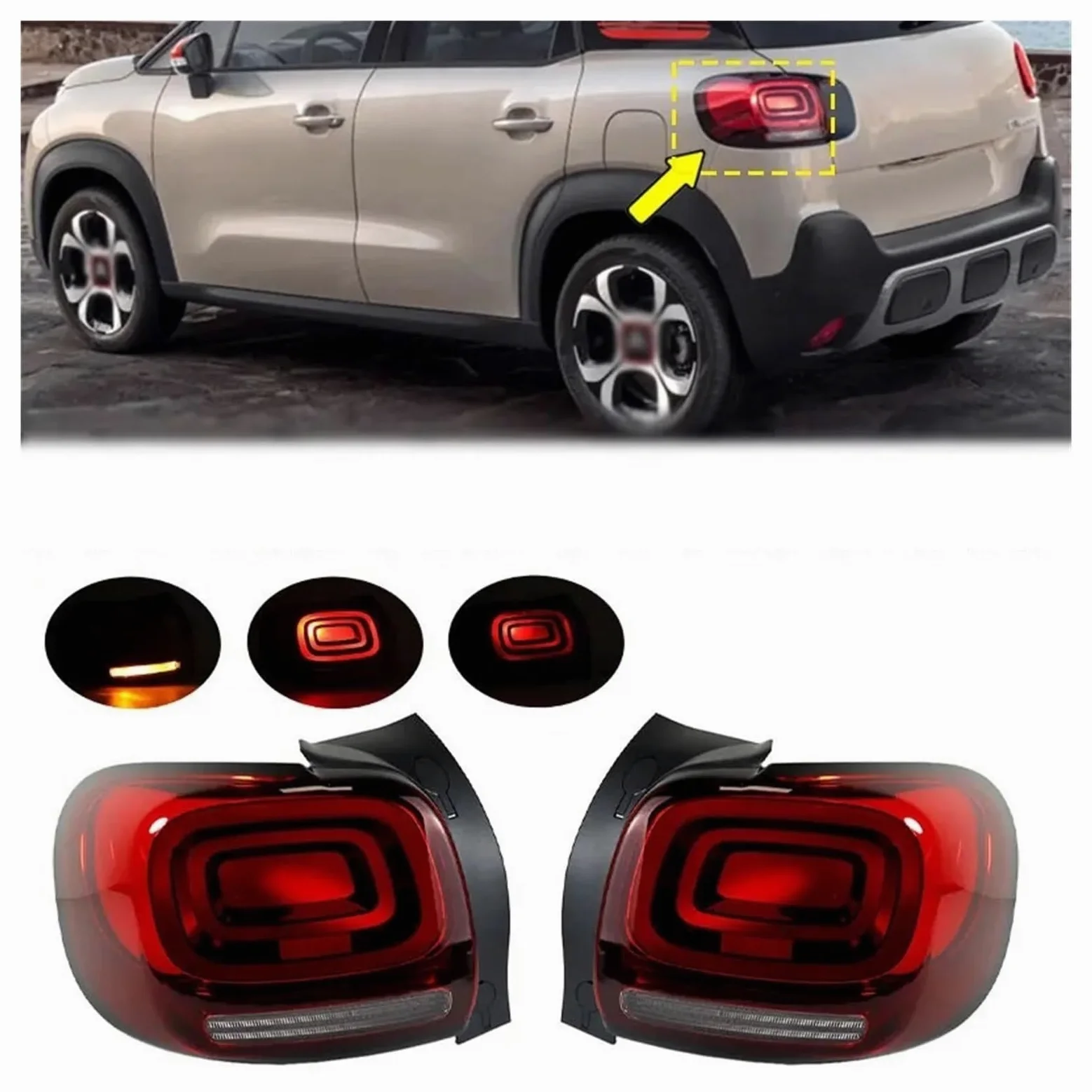 Piloto Trasero Para Citroen Para C3 Para Aircross Accesorios Exteriores Luz Trasera De Freno Señal Lámpara Repuesto Conjunto Luces Coche Luces Traseras(Only Right)