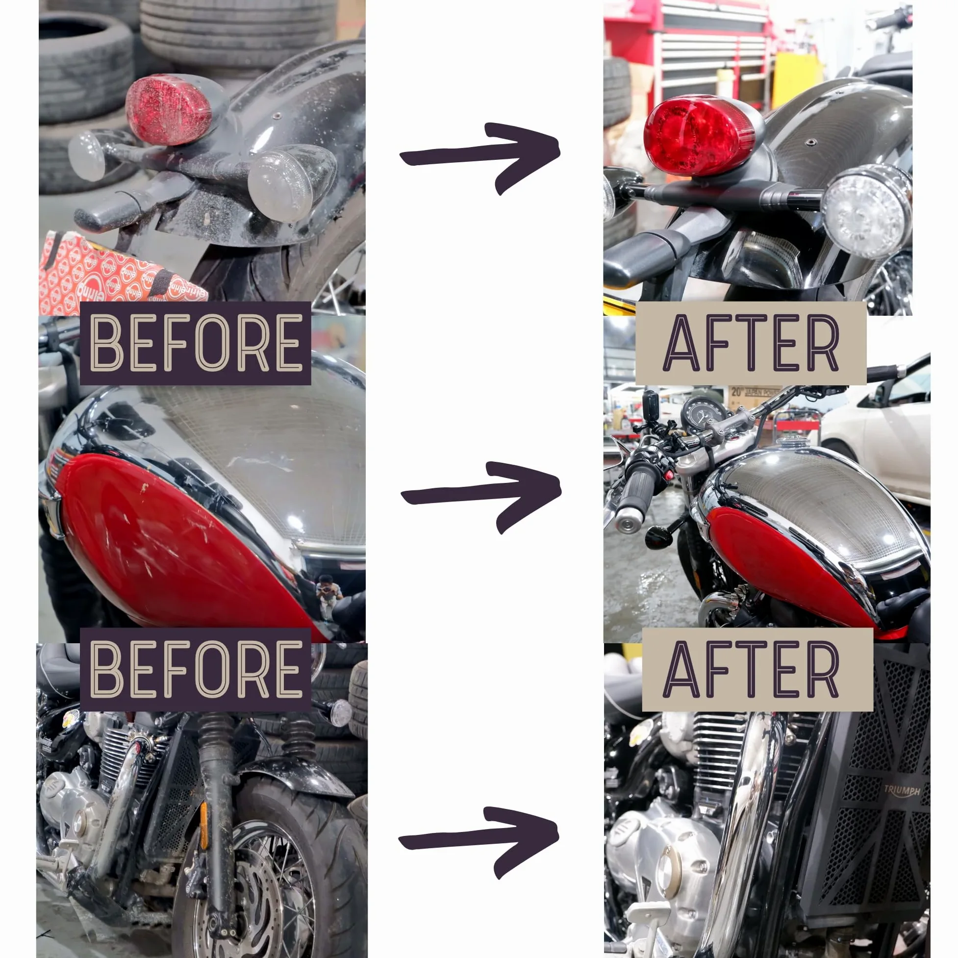oesee Kit de limpieza de motocicleta, 6 unidades, diseño para cromo, cepillo de lana, guante de lavado de lana, cepillo de neumáticos y cadena, cepillo de detalles y toalla de felpa ultra para