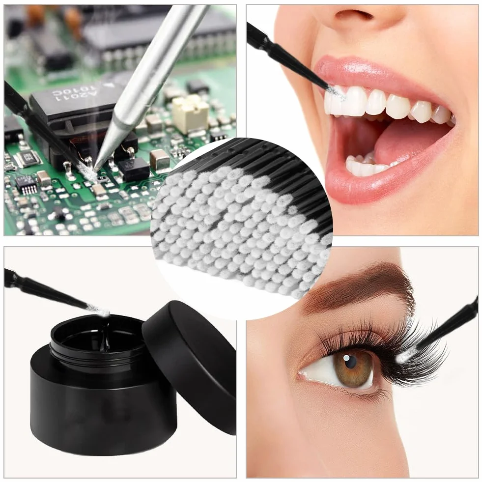 LOPHE Microcepillos Aplicadores 200pcs Mini Cepillo de Micro Herramienta de Injerto de Pestañas Varitas Desechables Negro