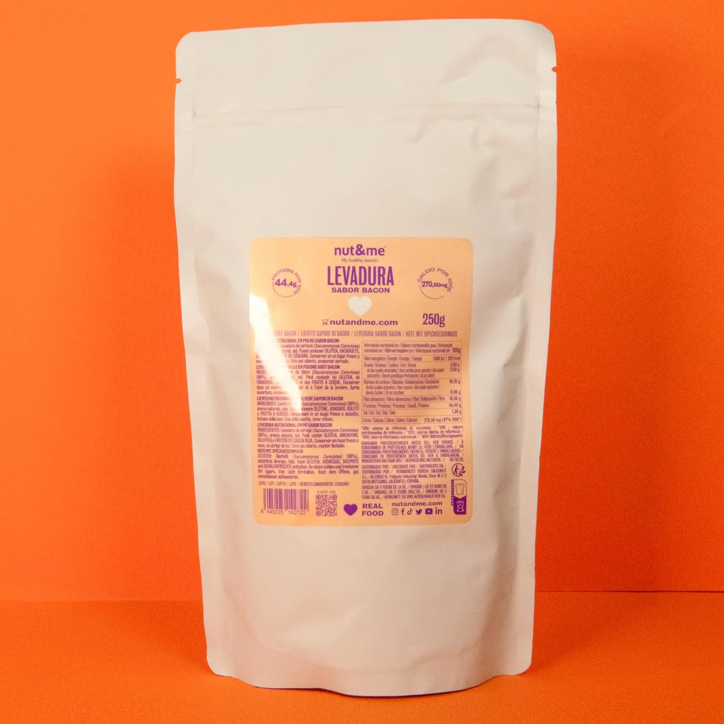 Levadura Nutricional Sabor Bacon 750 gr nut&me Pack 3 x 250 gr Alto en proteínas Vegano Low carb
