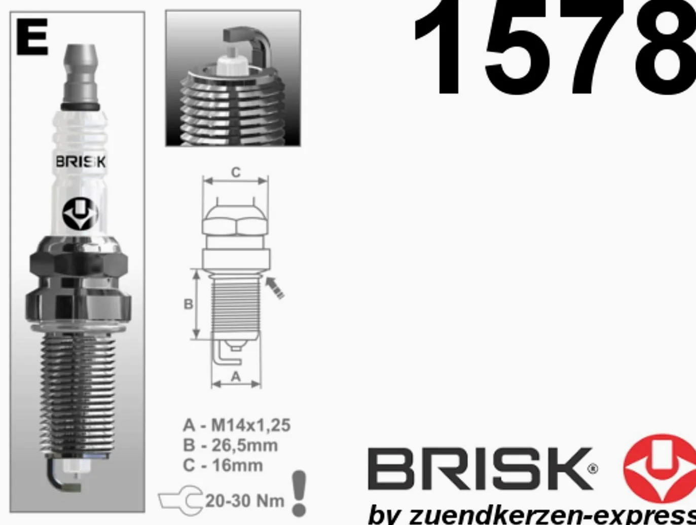 BRISK Silver ER15YS-9 1578 Bujías de Encendido Benzin LPG CNG Autogas, 6 piezas