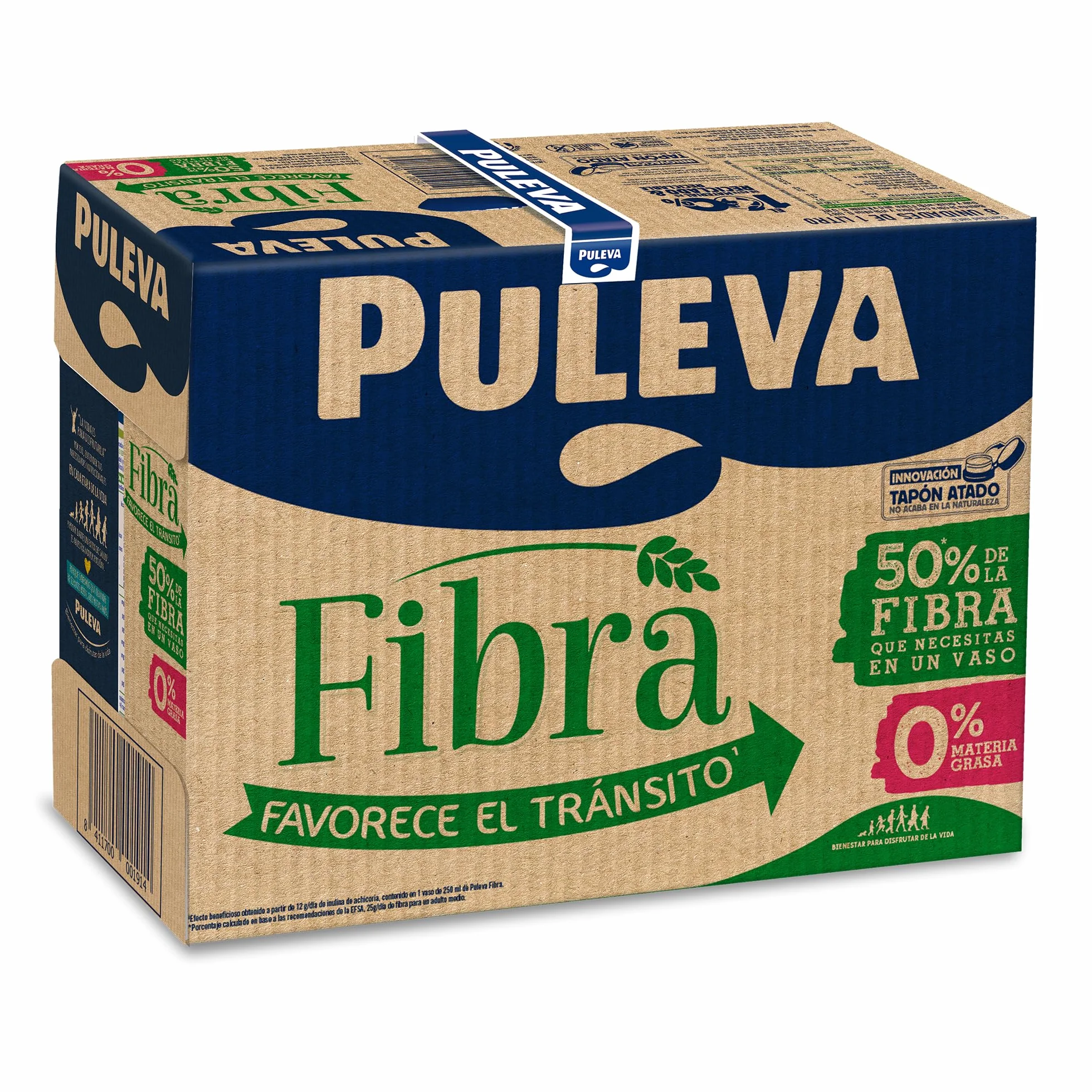 Puleva Leche con Fibra de Achicoria y Avena, Bebida Láctea, Pack 6 x 1 Litro