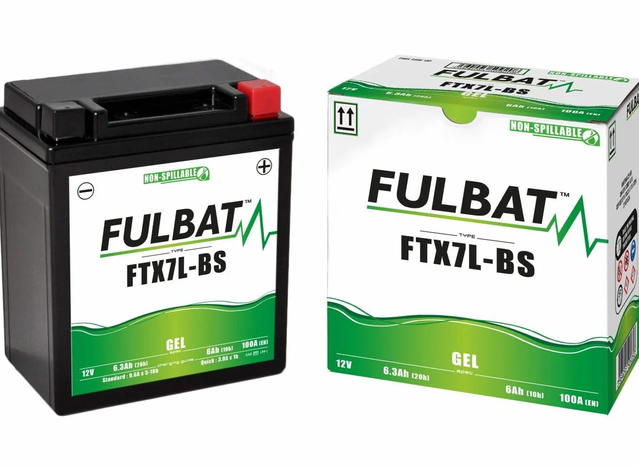 Fulbat Batería de moto GEL FTX7L-BS YTX7L-BS 12 V 6,3 Ah 100 A