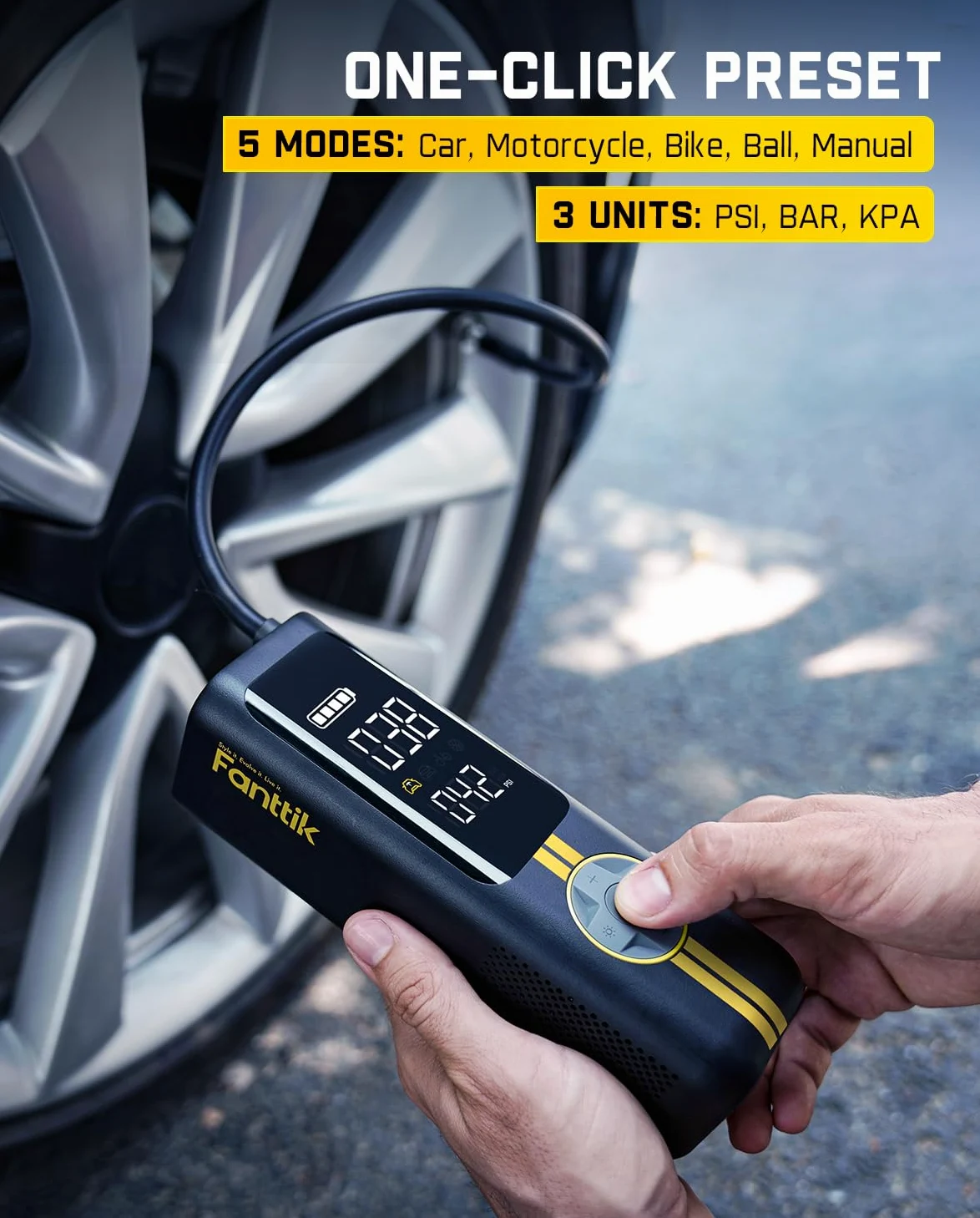 Fanttik X8 APEX EV Inflador de neumáticos Bomba de aire portátil, inflado 2 veces más rápido, compresor de aire inalámbrico de 150 PSI con batería potente, inflador de mano para coches eléctricos