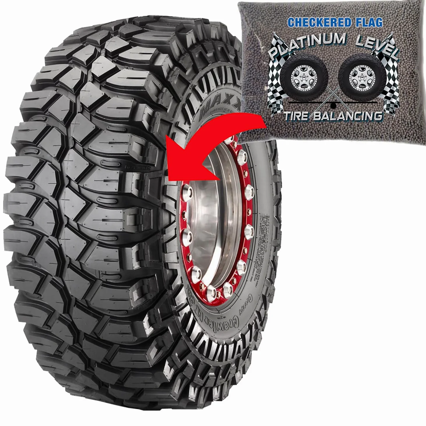 Checkered Flag Cuentas de equilibrio de neumáticos de 8 onzas, juego de 6 cuentas de neumático para uso en motocicleta, semi, camión, todoterreno 4x4, ruedas de remolque y neumáticos