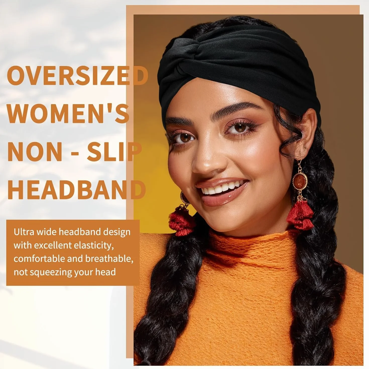 Mujer Cinta Pelo Elástica Ancha Turbante Bandana 4 Pcs 7'' Gris