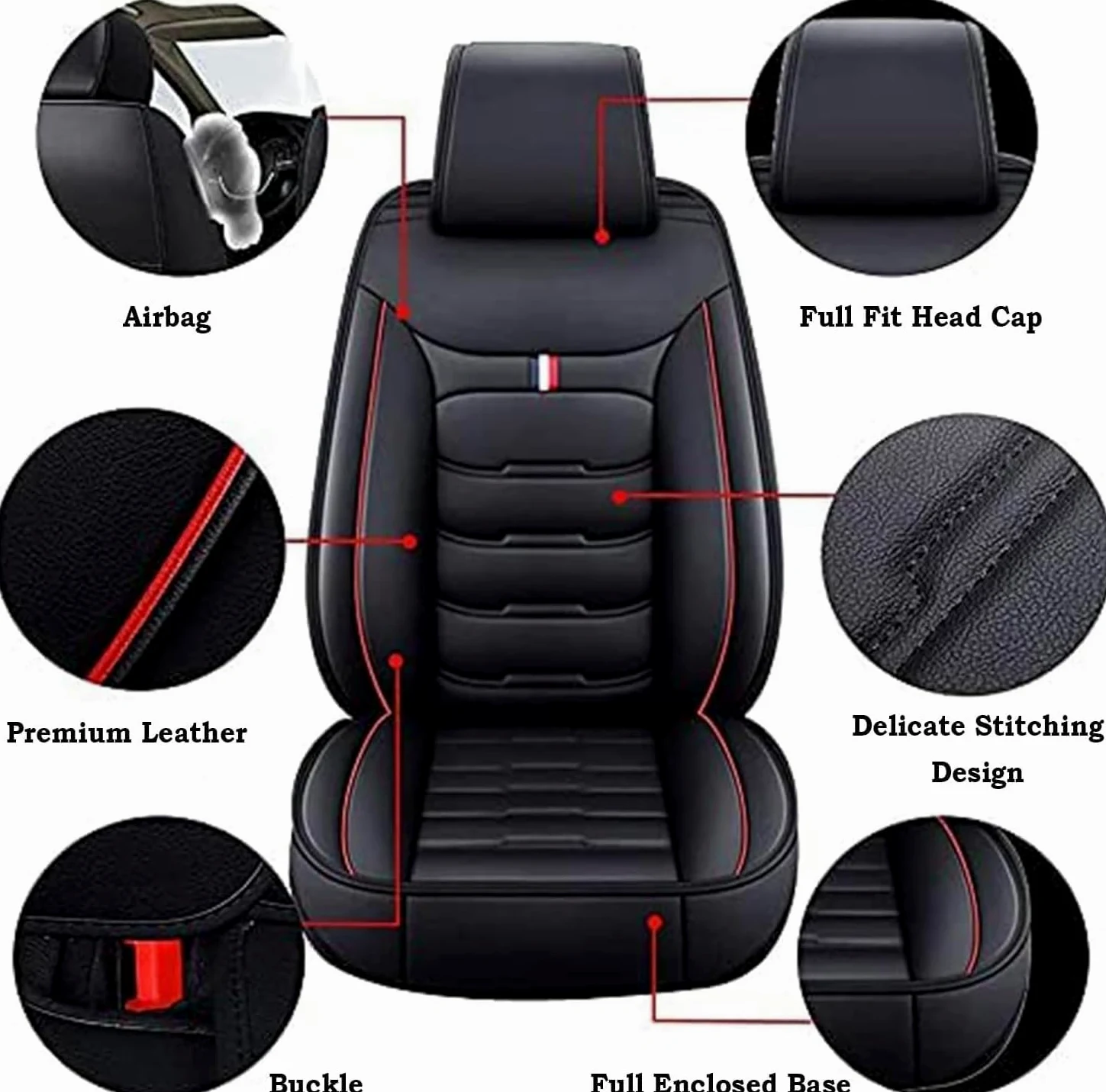 Funda Asiento Coche para Nissan Patrol GR Y61 1997-2025, Antideslizantes y Resistentes Al Desgaste, Compatibles con Airbags Protector Delantero,B/Black Red