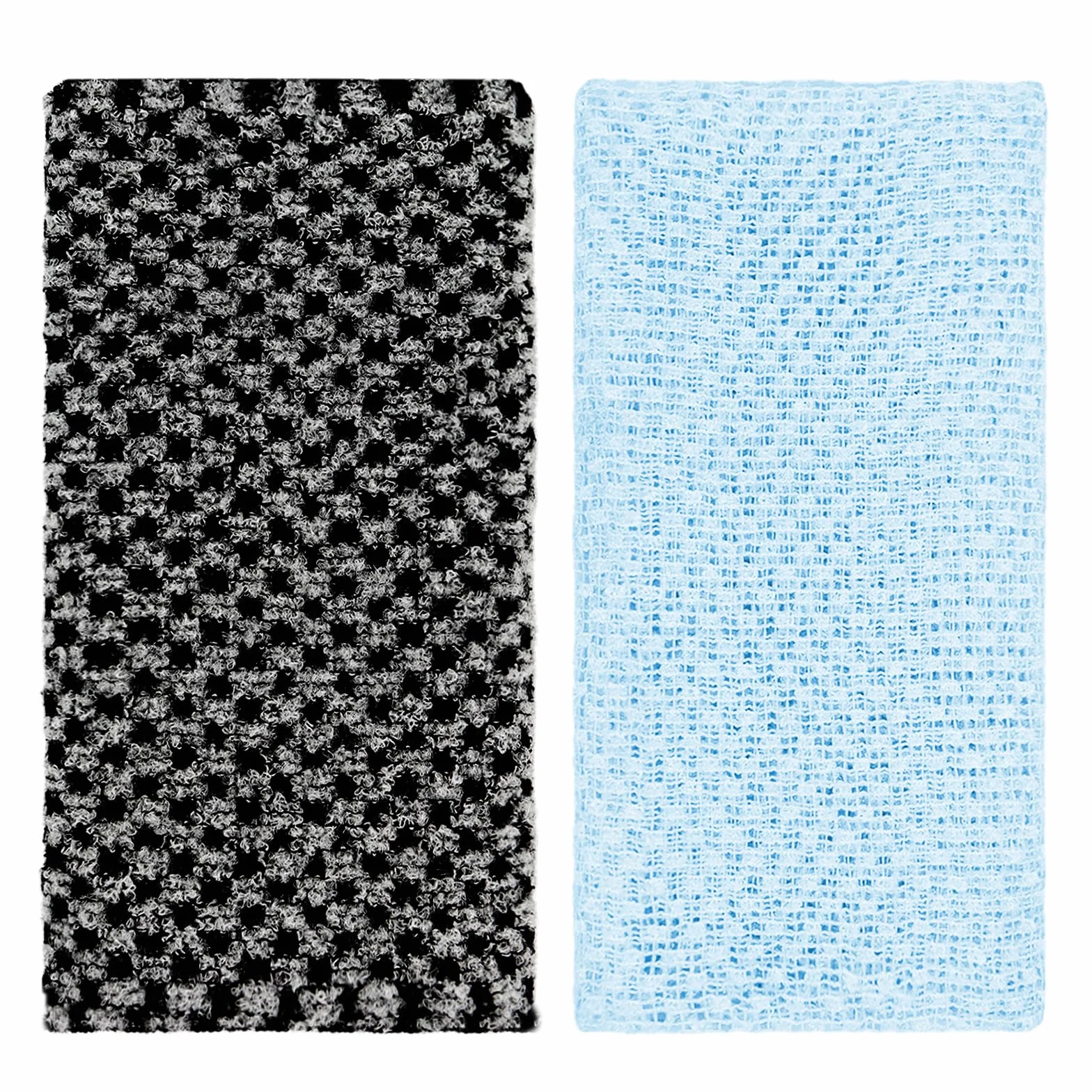 Toallas Exfoliantes Coreanas Japonesas Africanas para Ducha, Estropajo Exfoliante de Espalda, 2 Piezas Negro Azul