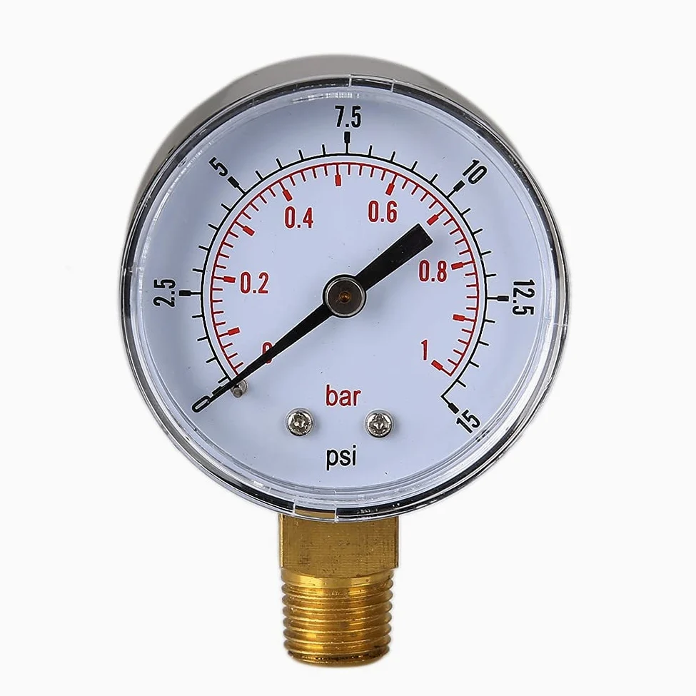 Manómetro 0/15 PSI 0/1 Bar, medidor de presión de combustible, compresor de aire, medidor de presión hidráulica, manómetro de doble escala