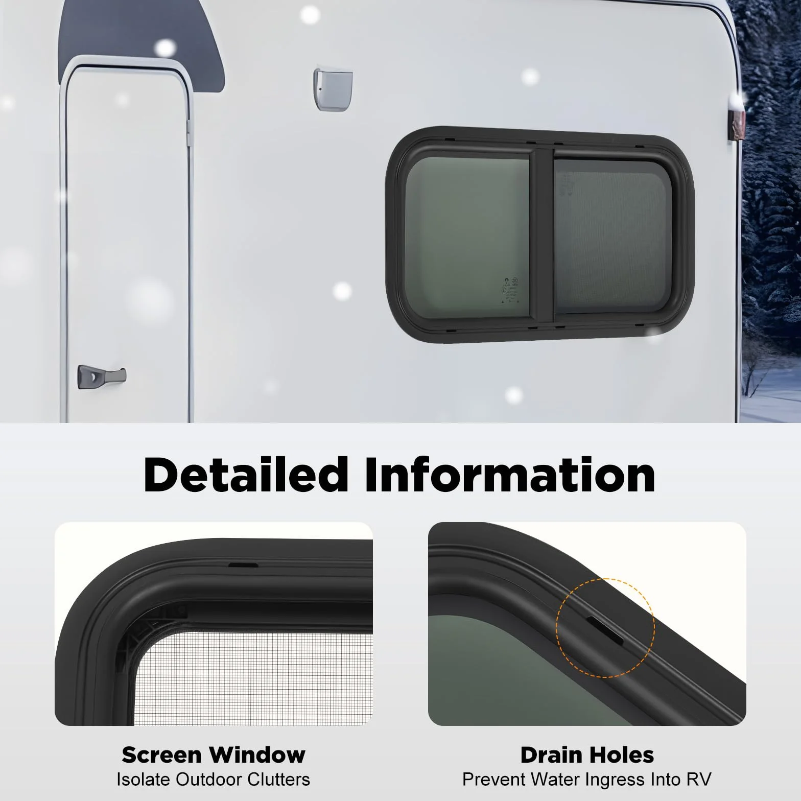 Ventana para caravana, 600*300mm Ventana exterior de presión, ventana lateral para autocaravana con estores y mosquitera integrados Ventana corredera tintada para caravanas, furgonetas y autocaravanas