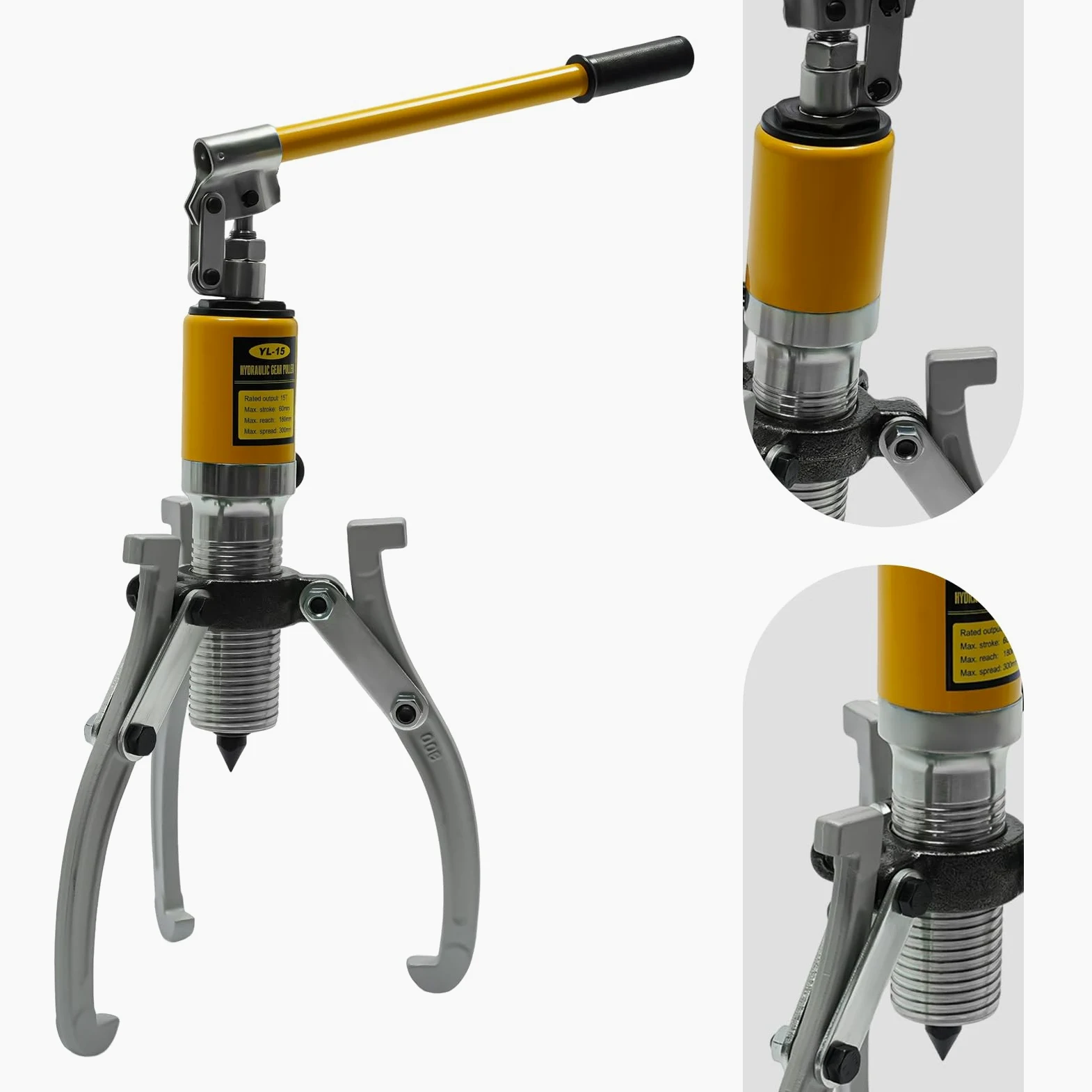 15T - Extractor hidráulico hidráulico de cojinetes, juego de extractor de cubos, 15 toneladas de fuerza de tracción profesional para poleas, engranajes y cojinetes, bridas, robusto kit de extractor de