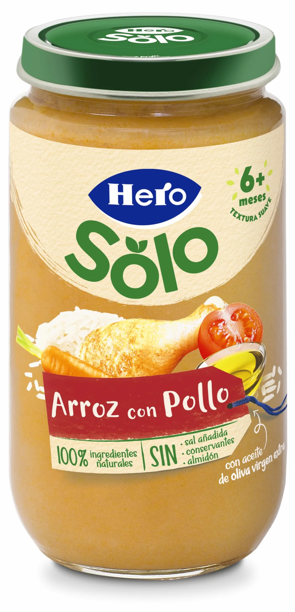 Hero Baby Tarrito Infantil Arroz y Pollo 235g 12 Pack Sin Aceite de Palma Sin Sal Añadida para Bebés desde 6 meses