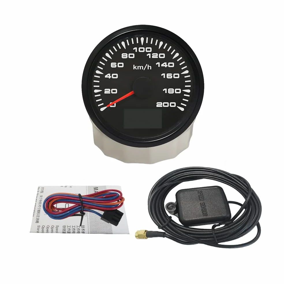 ELING velocímetro GPS universal velocímetro 0-200km/h odómetro para carreras de autos motocicleta 3-3/8 pulgadas (85mm)
