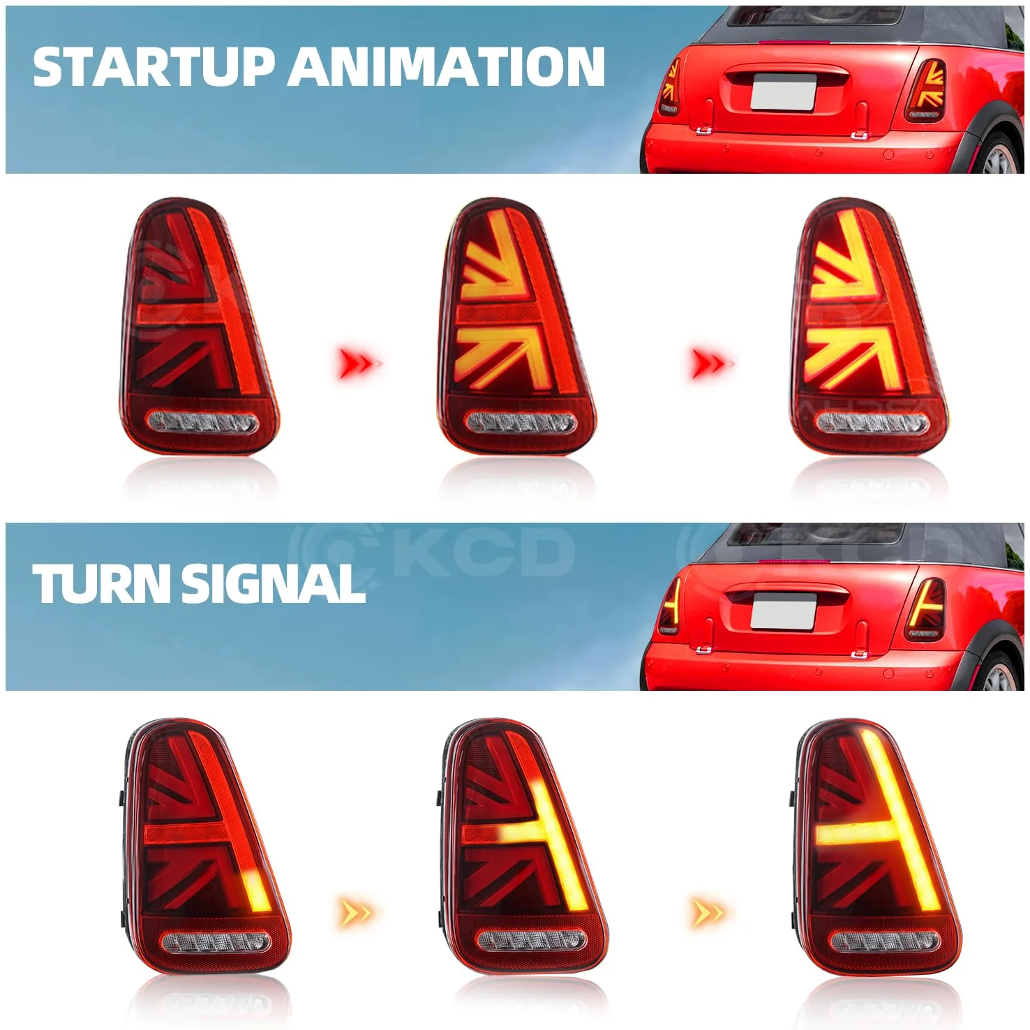 LED Conjunto de luces traseras aptas para Mini Hatchback Convertible R50 R52 R53 2001-2007, luz trasera con luz de circulación diurna y señal de giro secuencial