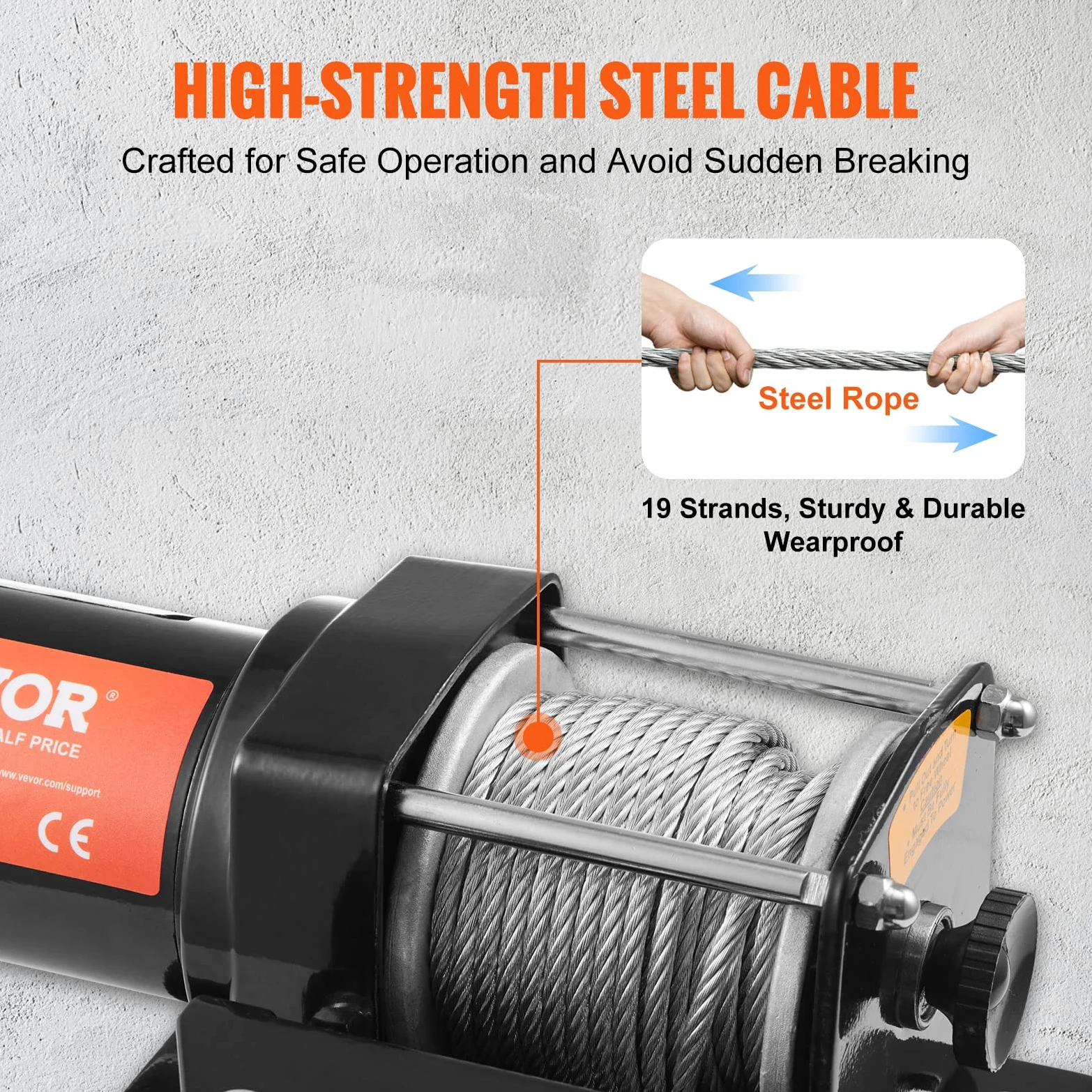 VEVOR Cabrestante eléctrico 12V 3000 libras / 1361kg Cabrestante de Cable de Acero 1,8 m Control Remoto de Mano IP55 con Cable de Control Remoto Negro Ideal para Medianas Grandes SUV Camiones Yates
