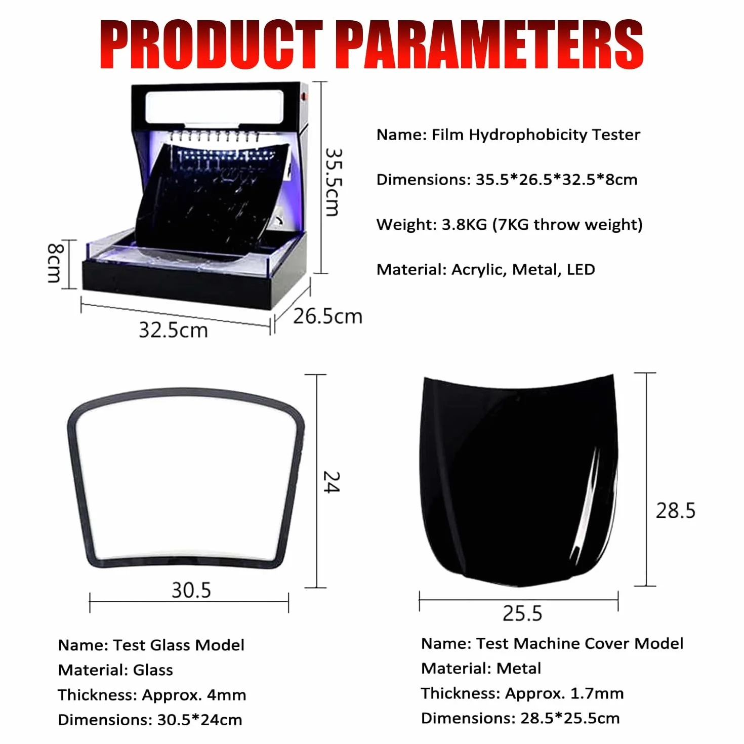 Película Protectora De Pintura Para Auto De Demostración De Hidrofobicidad | Dos Modelos De Capó, Carcasa Resistente A Los Arañazos, Compatible Con Todo Tipo De Películas Protectoras(White light)
