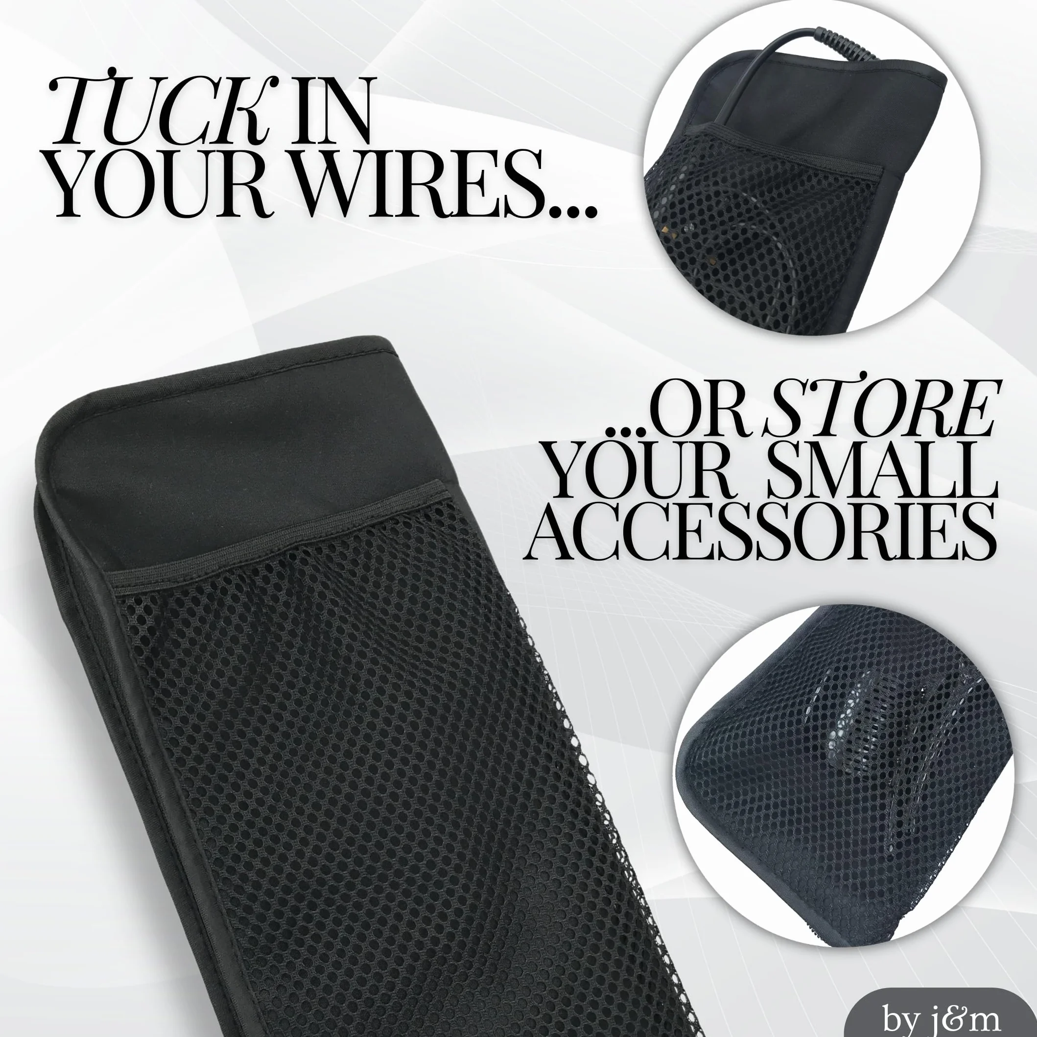 Esterilla y Funda para Alisador de Pelo j&m - Resistencia al Calor - Compatible con ghd, BaByliss - Estuche Viaje Compacto