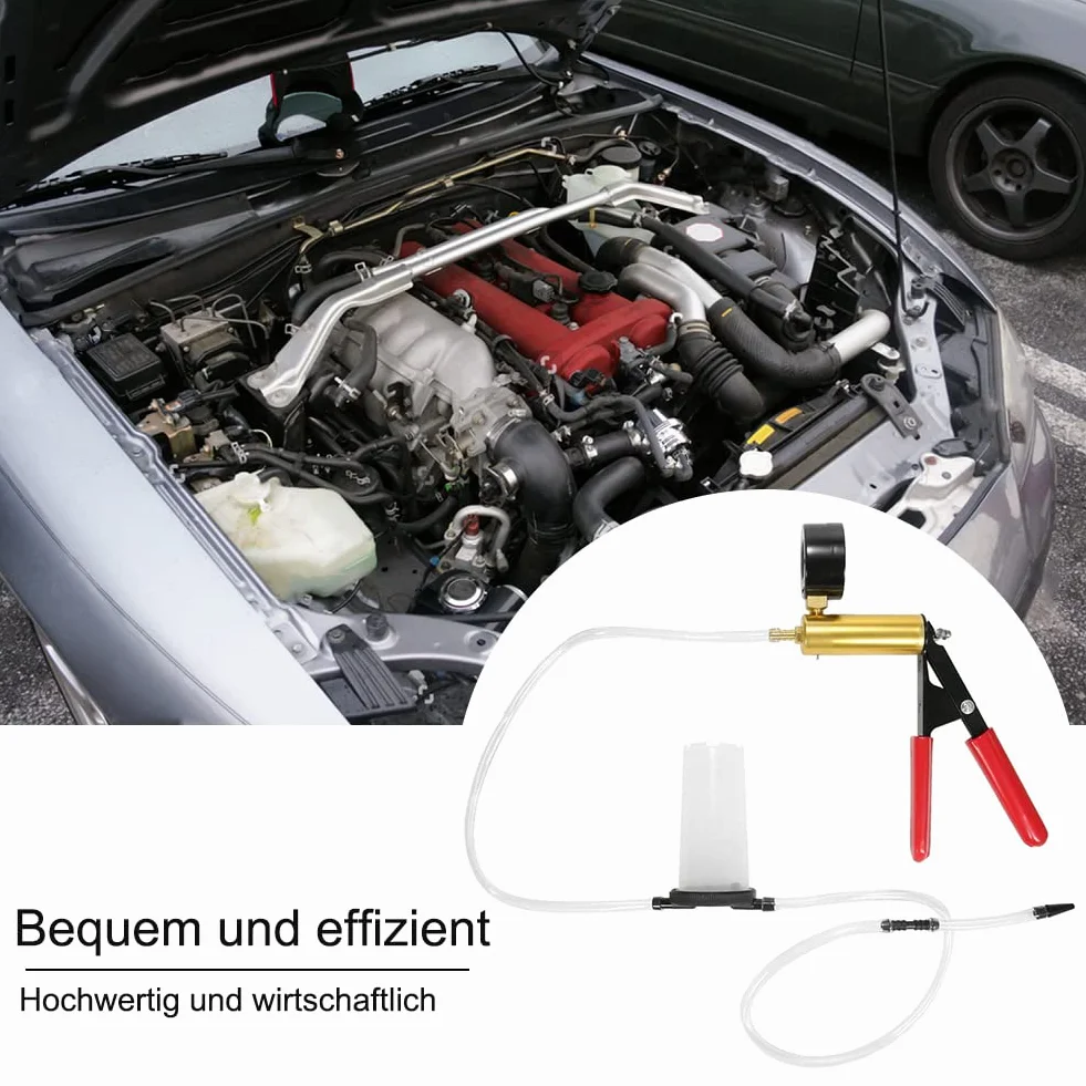 Dispositivo de purga de frenos, bomba de vacío, comprobador de vacío, adaptador para vehículos de motor, camiones y coches y motocicletas con bolsa de transporte
