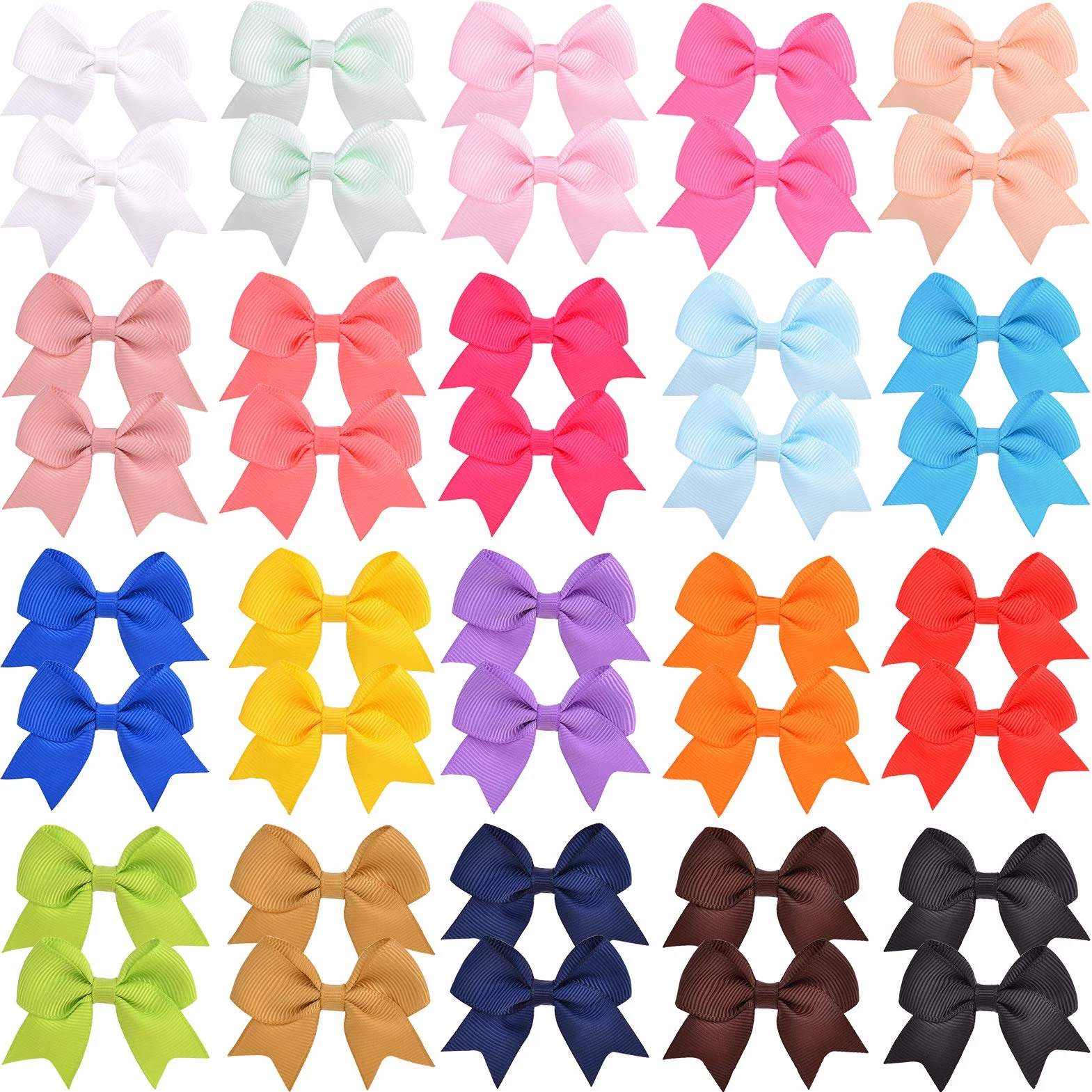 Ganchos con Clip de Cocodrilo y Lazos de Grogrén de 6 cm, Jollybows, Accesorios para Bebés y Niñas