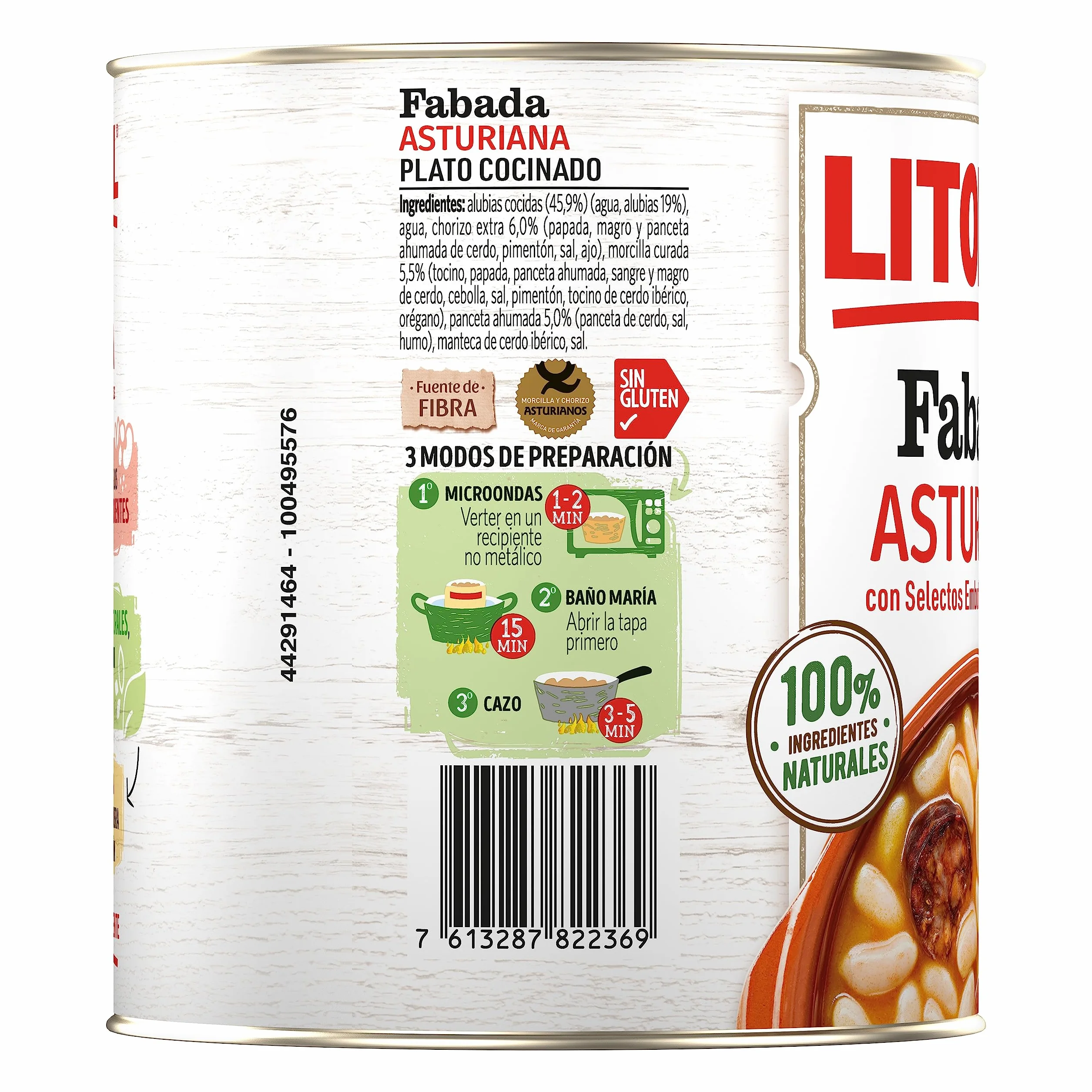 LITORAL Fabada Asturiana Plato Preparado Sin Gluten 6x850g