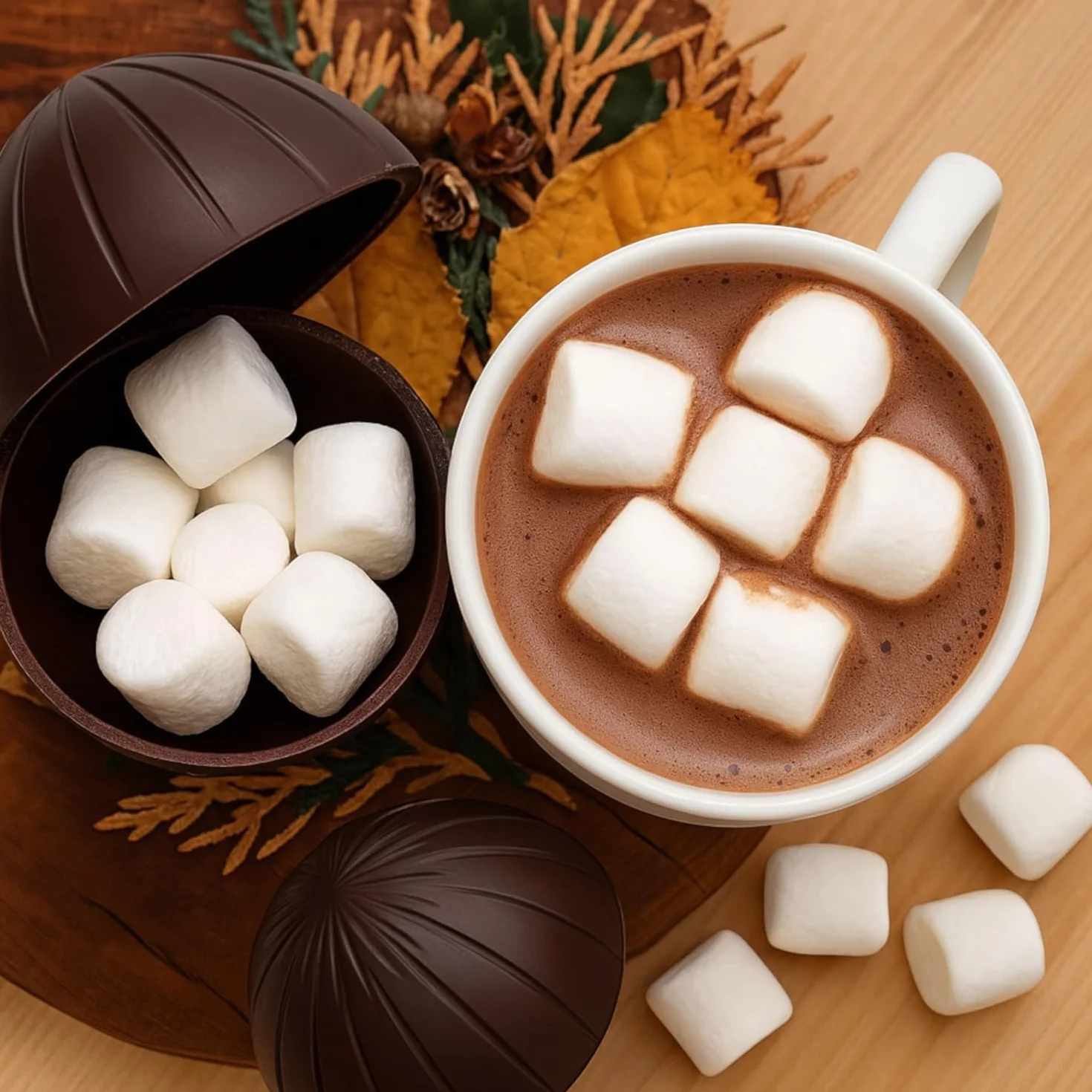 Bolas de Chocolate Caliente Belga con Nubes Pack XXL 12 Bombas Premium Malvaviscos Chocolate a la taza Regalo Navideño