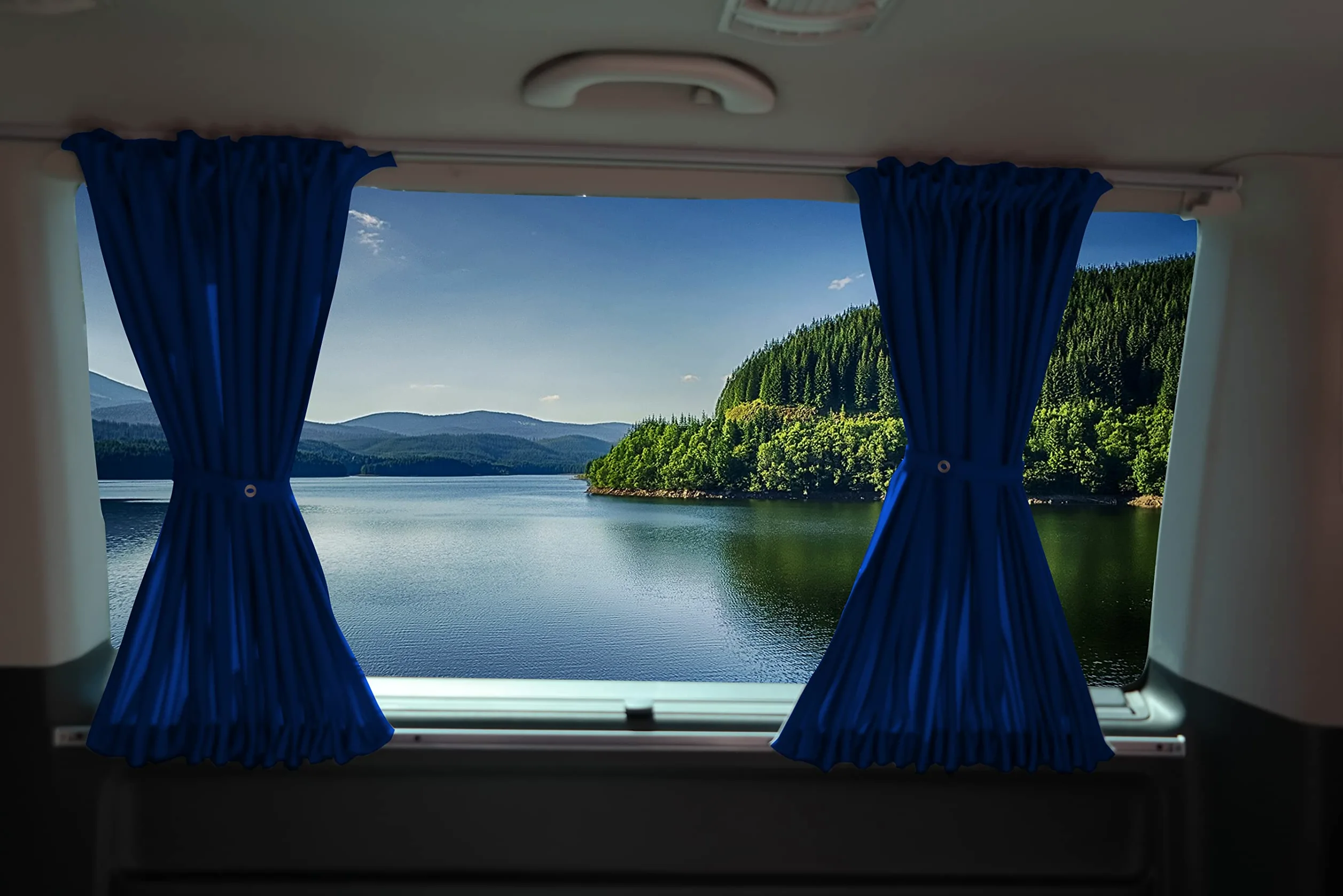 BREMER SITZBEZÜGE Cortinas a Medida protección Solar compatibles con VW T5 T6 T6.1 Caravelle Largo Distancia Entre Ejes Azul