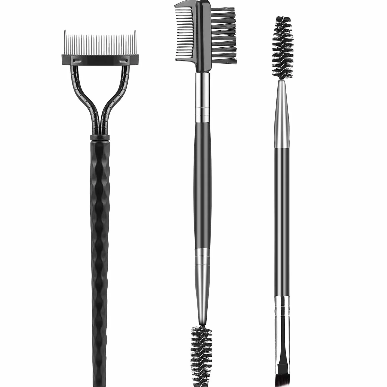 Cepillo para pestañas y cejas peine separador espoolie herramientas de maquillaje ojos juego 3 piezas