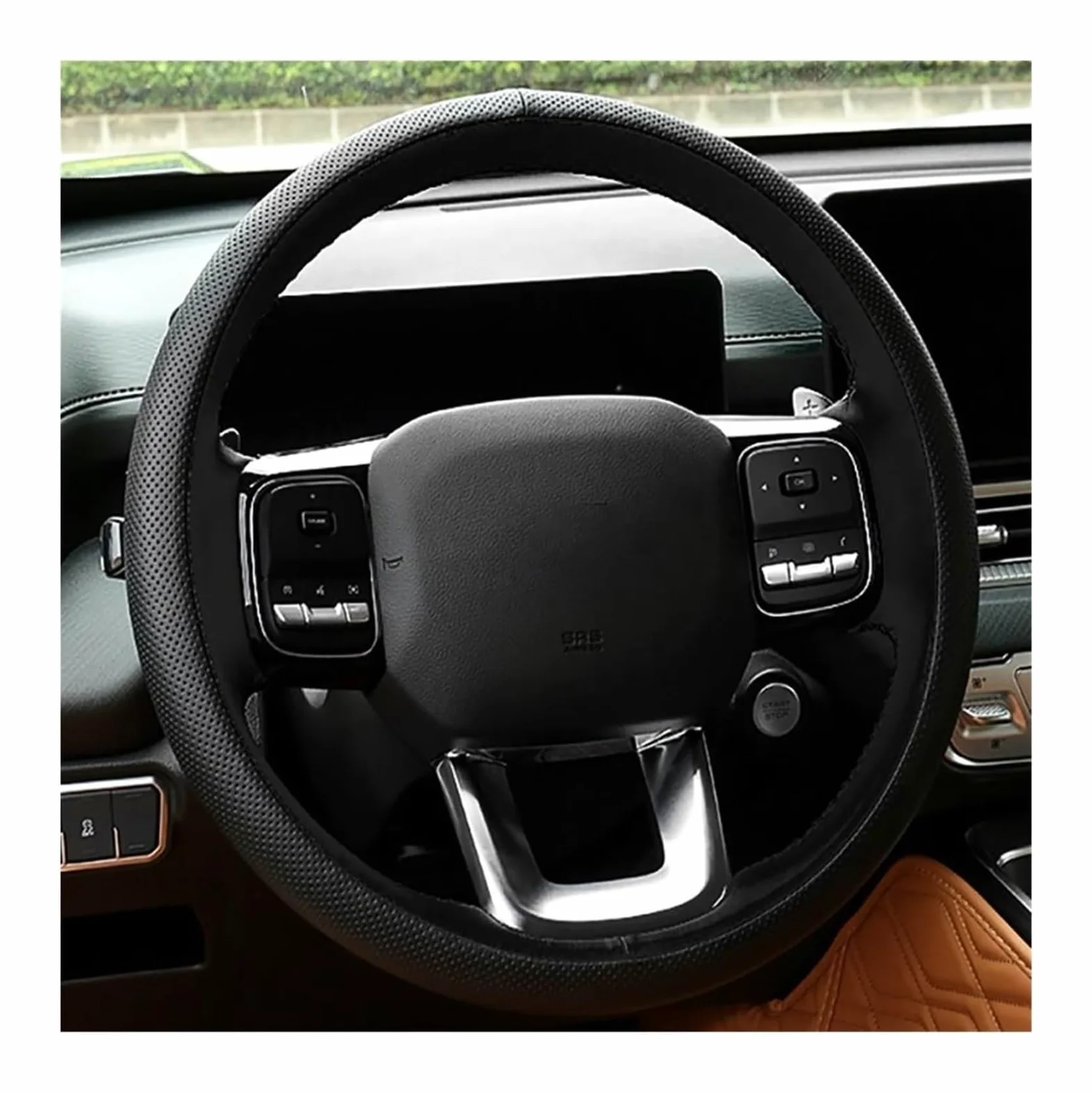 Volante Funda Coche para Great Wall Haval H5 II 2023 2024 Funda Volante Cuero Microfibra Cosida A Mano Interior Coche Fundas Protector(Negro)