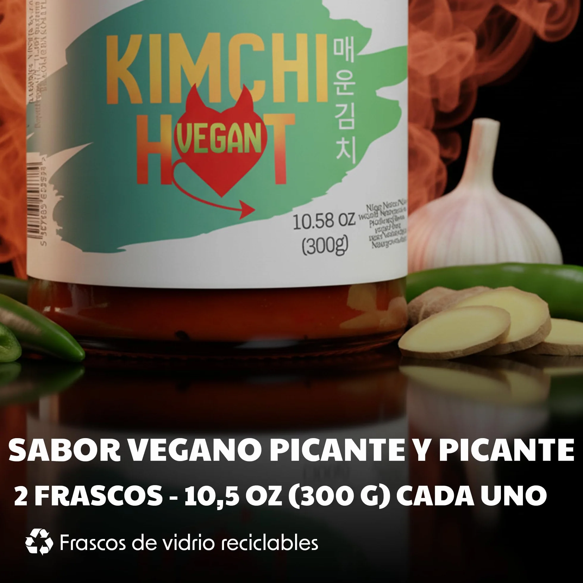 Bakoki Premium 매운 김치 Hot‑Kimchi VEGAN Gochugaru kimchi coreano picante repollo napa fermentado tradicional probiótico umami 2 x 300 g