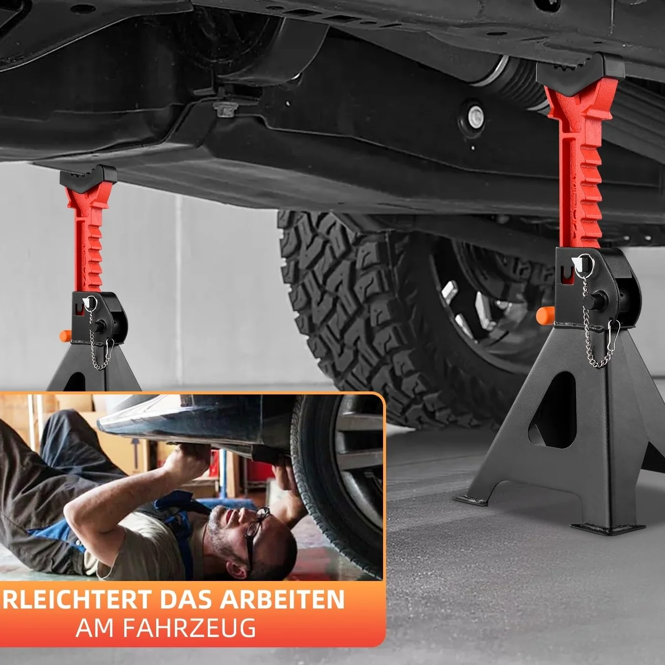 1 par de elevación de Ruedas de Coche de 3 toneladas/6 toneladas | Soporte de gato Reparación de automóviles Soporte de gato de seguridad(6 tons)