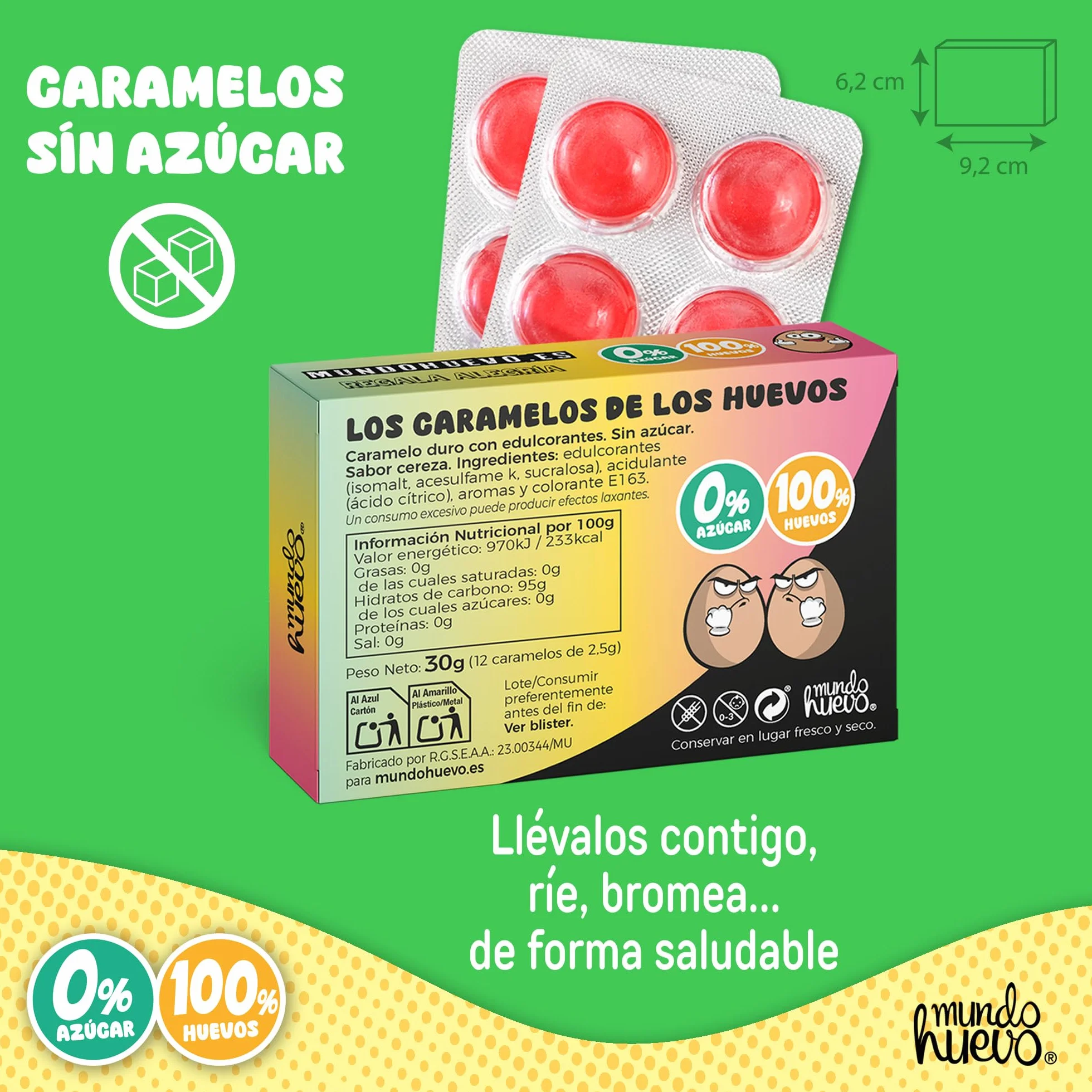 HUEVOPROFENO Caramelos de Broma sin azúcar 12 uds Caja Regalo Divertido