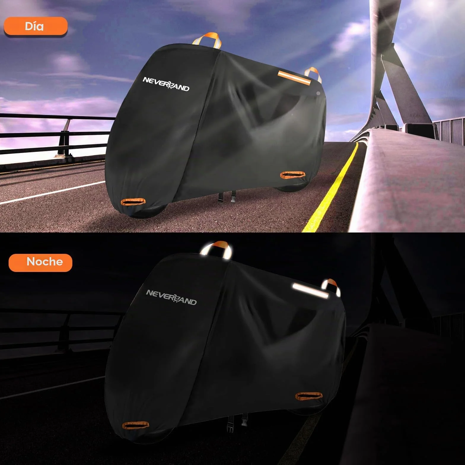 NEVERLAND Funda Moto Impermeable para Motocicleta, Funda para Motos Exterior Impermeable 295 x 110 x 140 cm Tejido Oxford 210D Cubre Moto Exterior Interior, Cubierta para Motocicleta Scooter(XXXL)