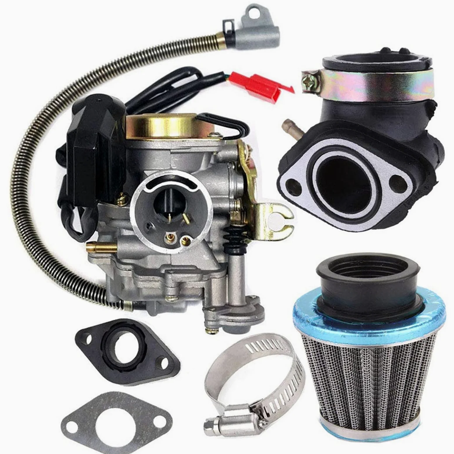 Carburador Apto para GY6 50CC 49CC 80cc 4 Tiempos Scooter Taotao Motor 18mm Filtro De Aire del Colector De Admisión De Carburador Carburador para desbrozadora