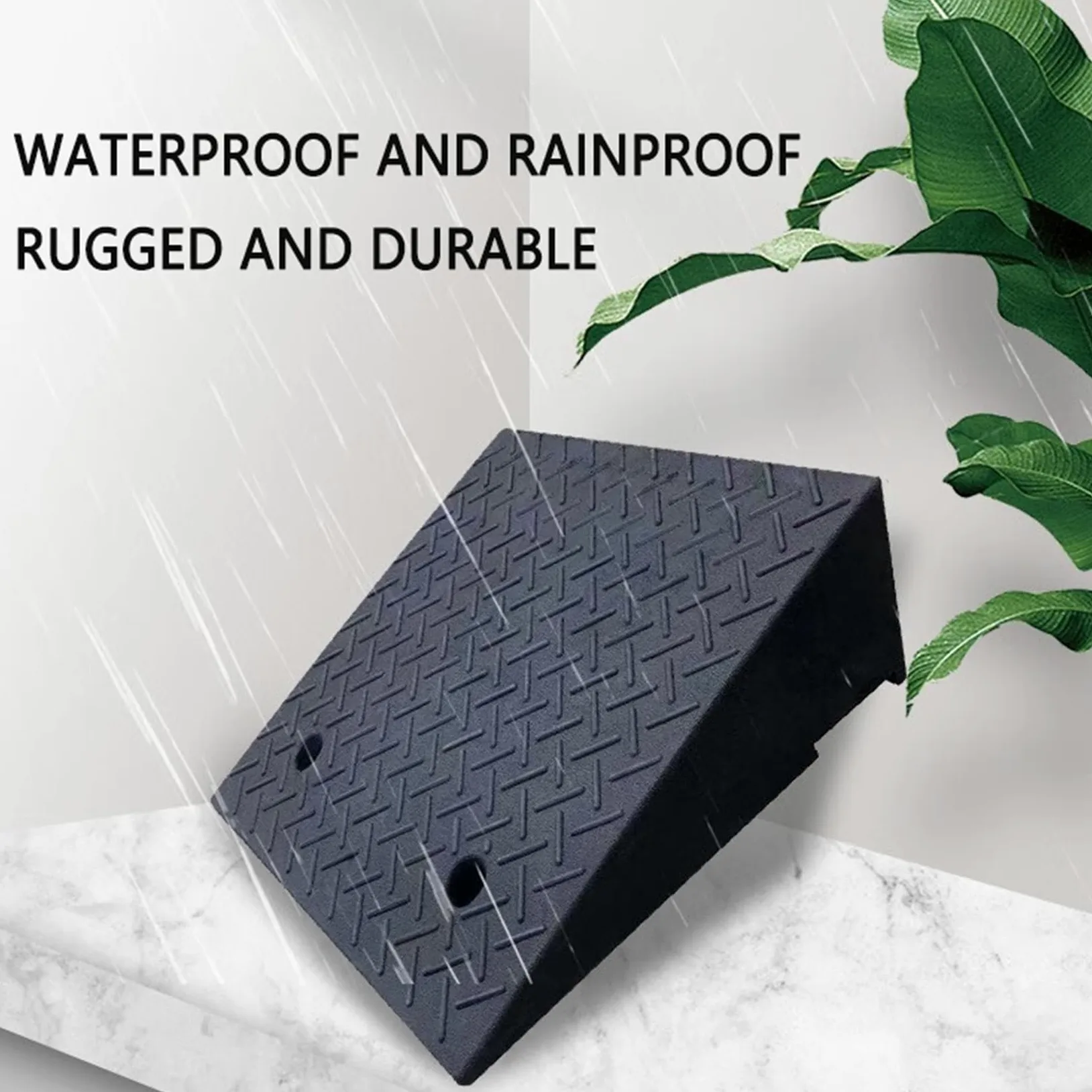 Rampa de Goma para Aceras, Rampa de Umbral, Rampa para Sillas de Ruedas, Rampa para AutomóViles, Rampa PortáTiles, Escalones para el Hogar con Superficie Antideslizante, 2 Piezas(Size:50X27X13cm)