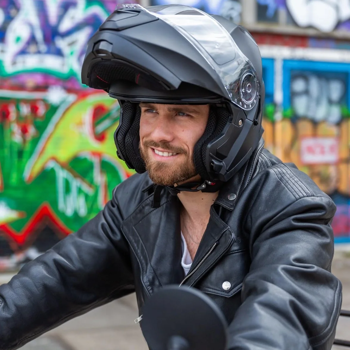 VINZ Busan Casco Modular con Visera Solar | Casco Moto & Scooter & Ciclomotor | ECE 22.06 Homologado | En Tamaño XS - XXL | para Hombre y Mujer