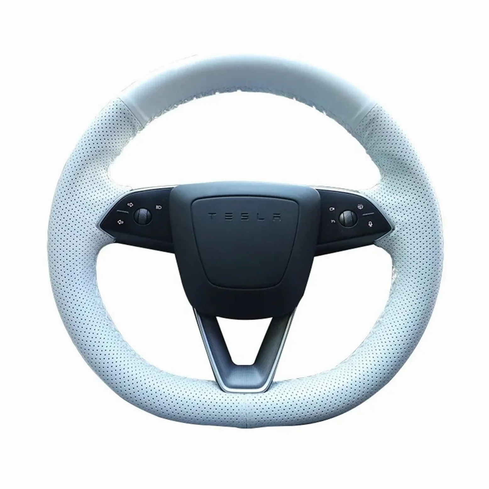 Funda de Volante de Cuero Cosida a Mano para Tesla Model Y Juniper Model 3 Highland Funda de Volante Antideslizante