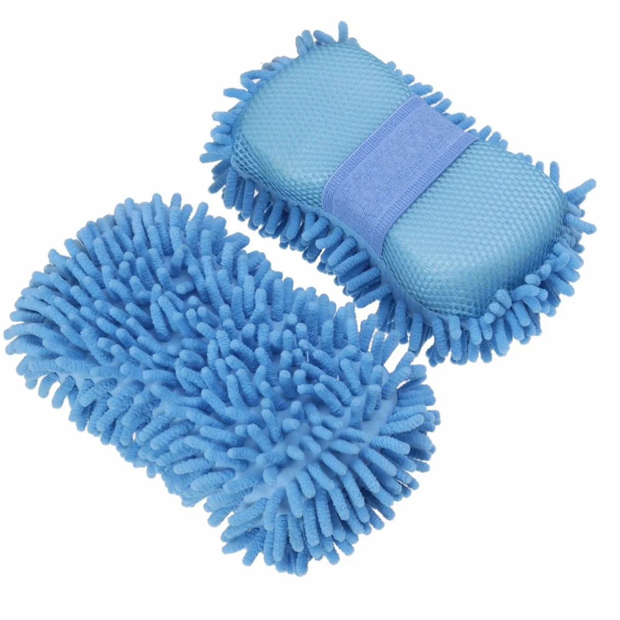 ULTECHNOVO 6piezas Guantes De Lavado De Microfibra Chenille para Coche y Moto Esponja De Limpieza Ultra Fina Azul