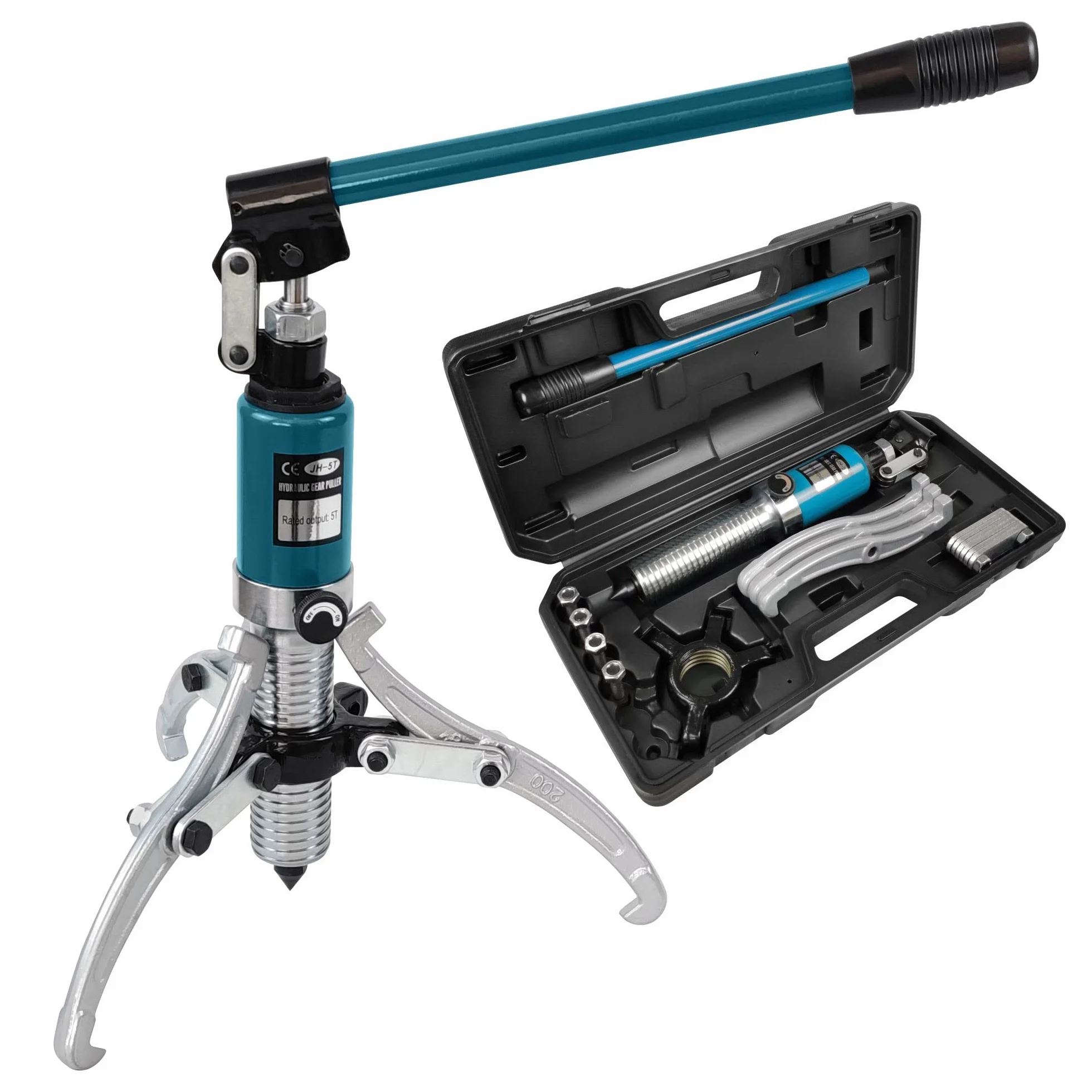 AMZCNC Extractor de cojinetes hidráulico Integral 5T hidráulico Kit de extractor de polea de cigüeñal para cubos/bridas/engranajes/rodamientos (5 toneladas de fuerza de tracción)