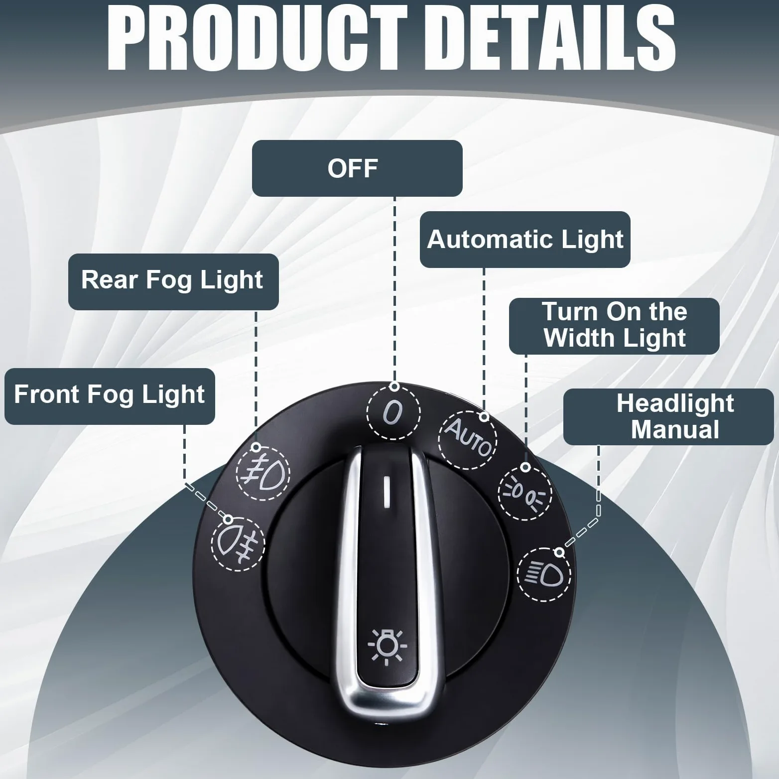 Gainbon Generic - Sensor de luz de coche + interruptor cromado para VW Golf 5 / Golf MK6 / Tiguan/Jetta MK5