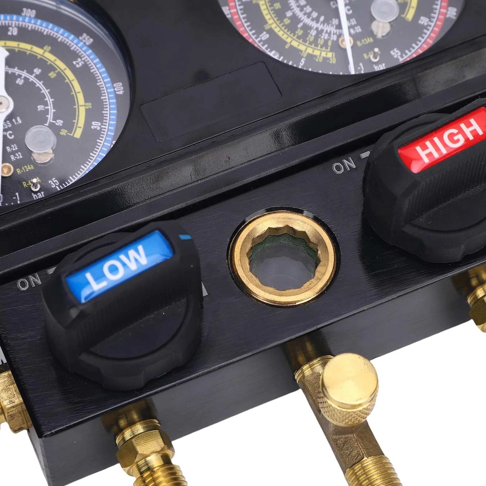 Jeffergarden Medidores de Refrigerante con Mangueras Juego de Colector de CA de Latón 500 PSI 800 PSI para R410A R32 R134A R22 Uso de Reparación de Aire Acondicionado y HVAC Automotriz