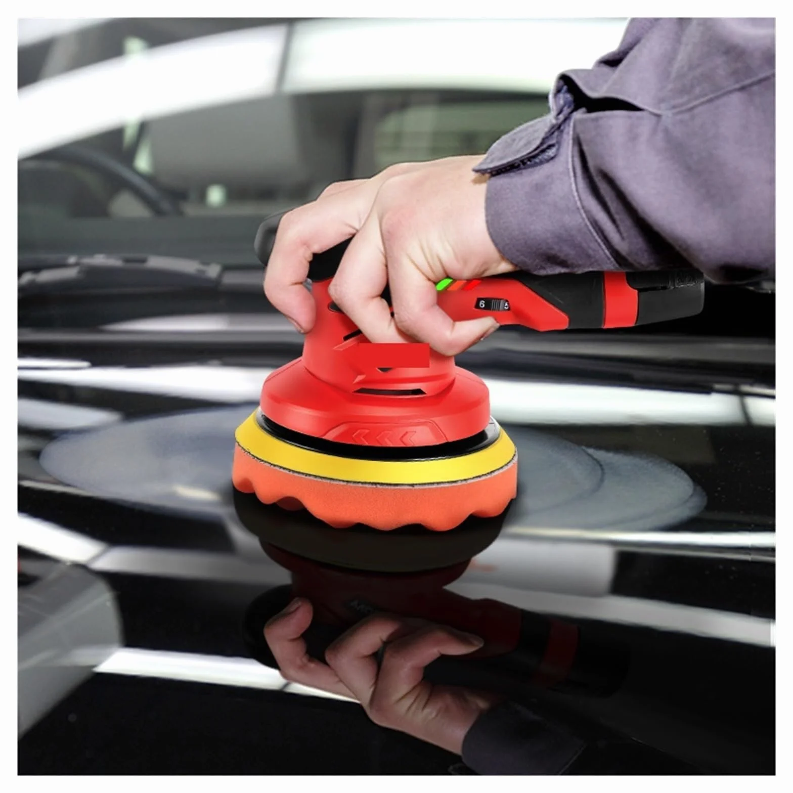 Pulidora, Pulidora de coche inalámbrica de 12V, ajuste de 6 velocidades, máquina pulidora de coche inalámbrica de doble acción eléctrica y herramientas eléctricas de encerado | WS-KA3-B1