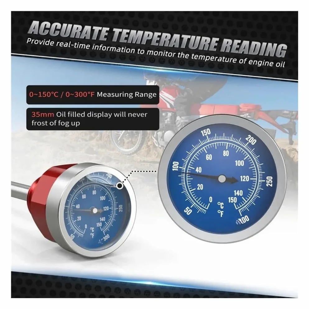 Nivel Aceite Varilla Varilla Nivel Aceite para Motocicleta con Medidor Temperatura Termómetro para XR650L para XR 650 L 1993-2024