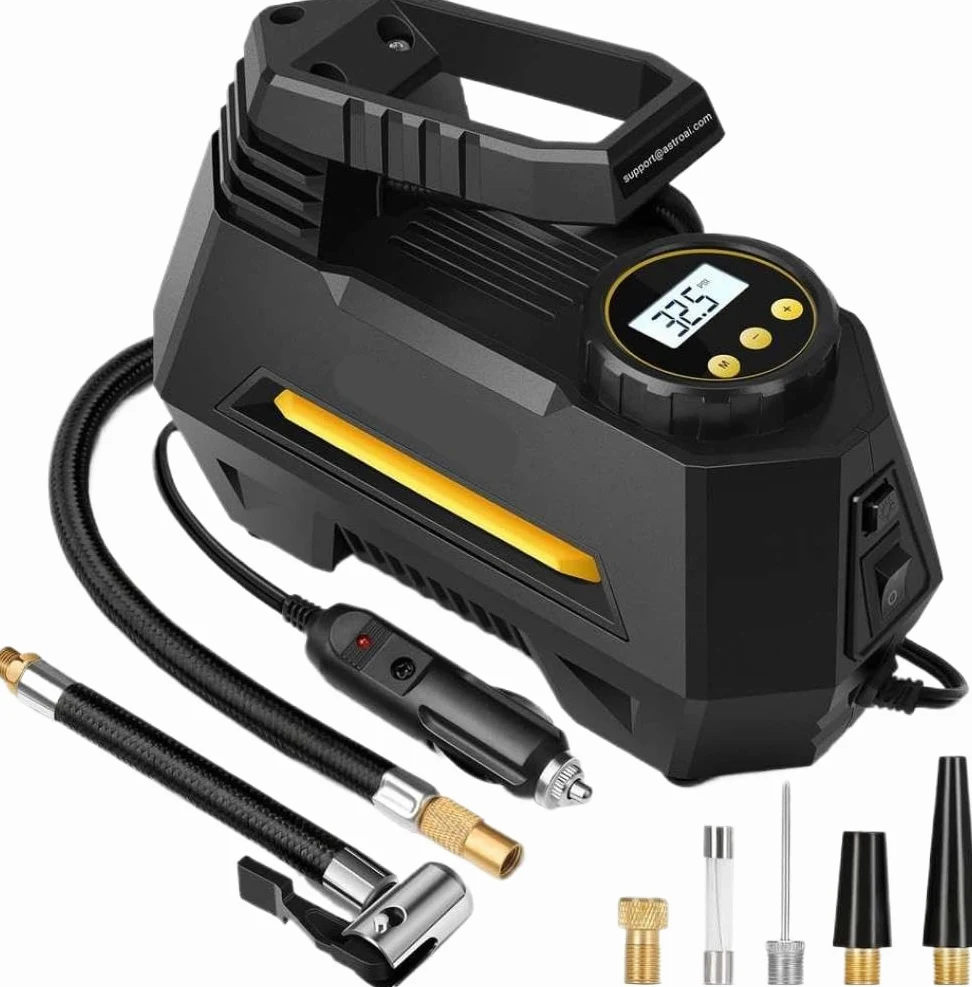 Compresor de Aire portátil de 12 V CC accionado con indicador Digital y luz LED
